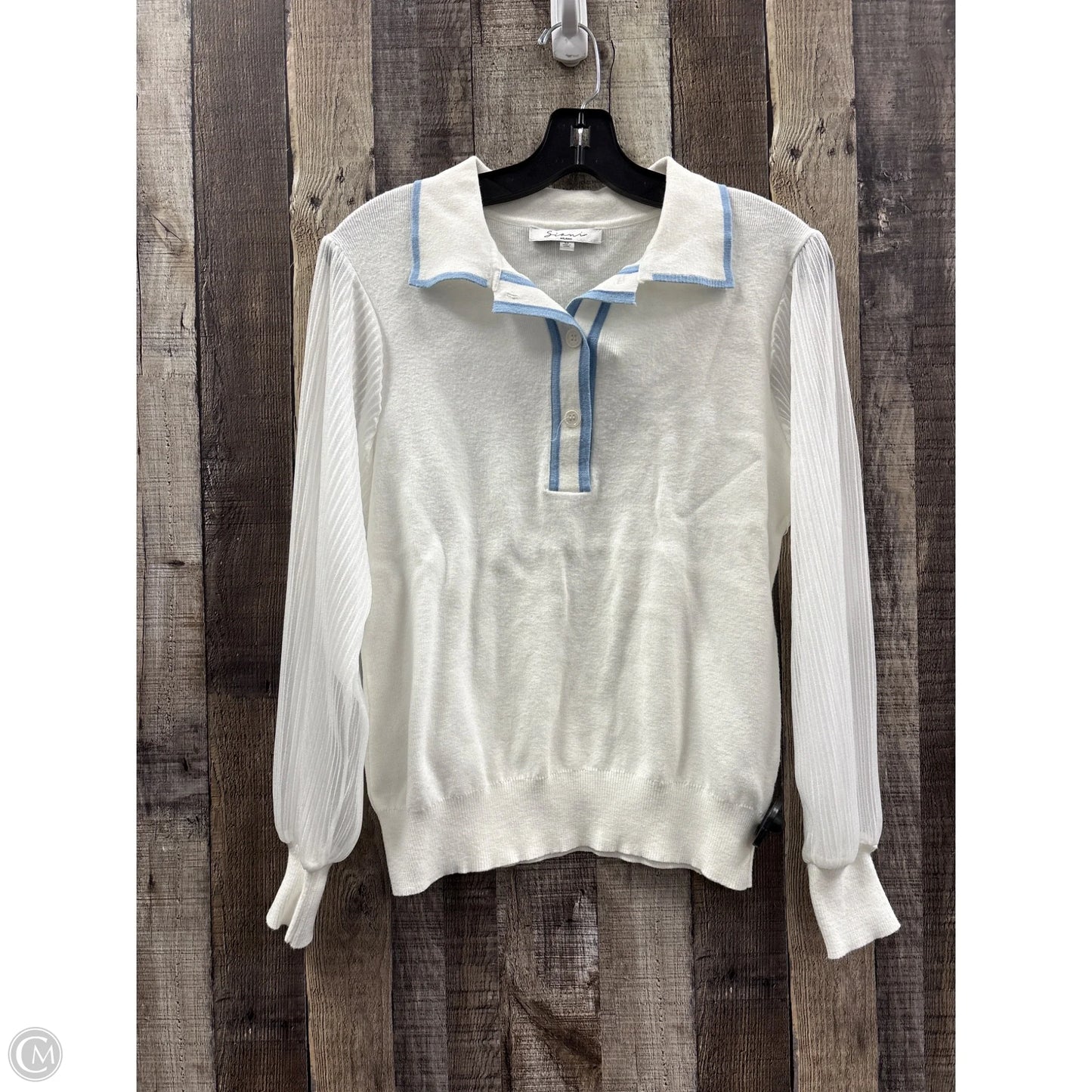 Top Long Sleeve By Cme In White, Size: M