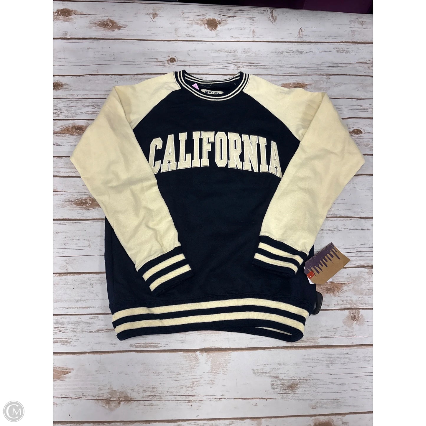 Sweatshirt Crewneck By Cme In Blue & Cream, Size: S