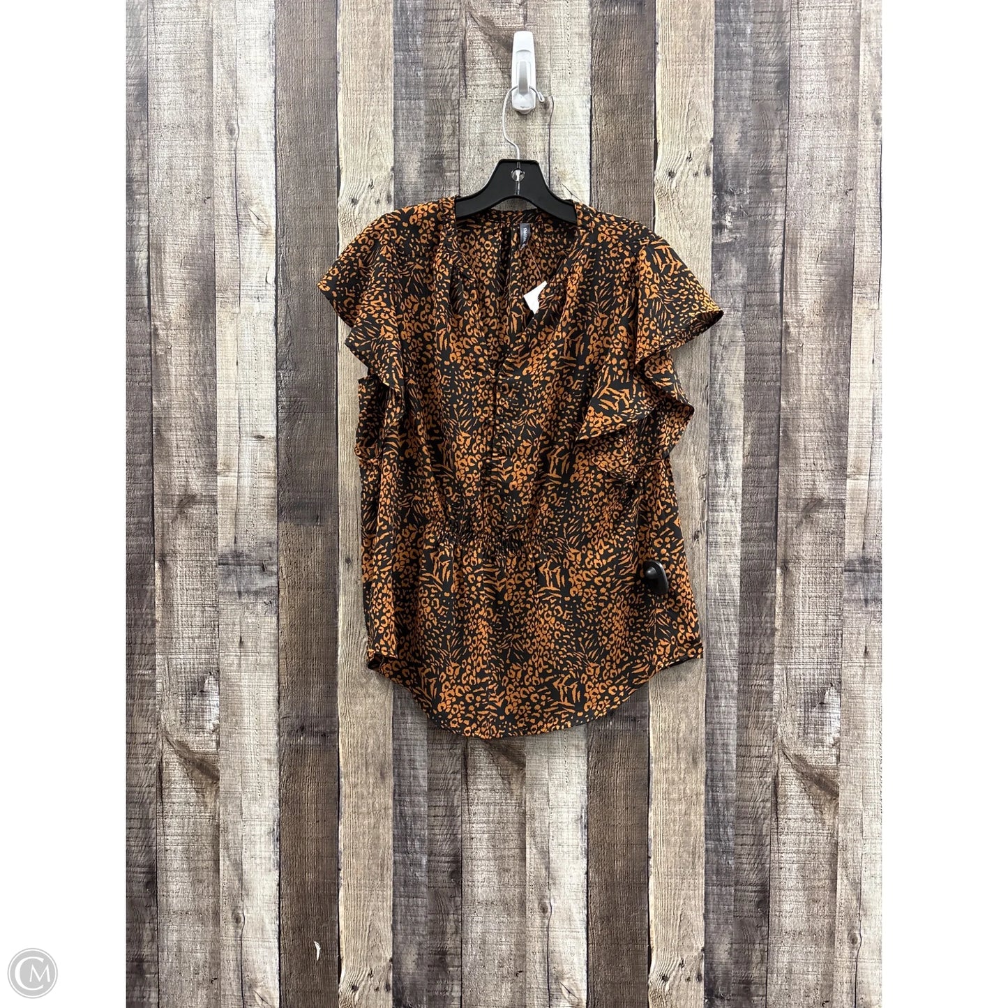 Top Short Sleeve By Massini In Black & Orange, Size: M