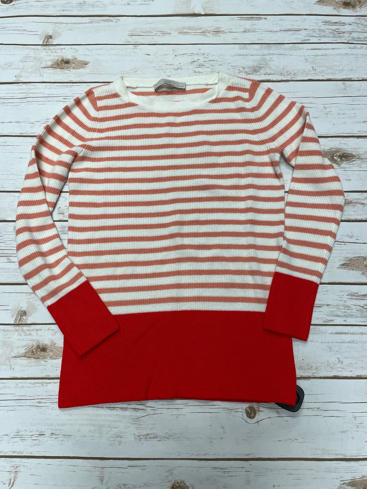 Sweatshirt Collar By Loft In Striped Pattern, Size: S