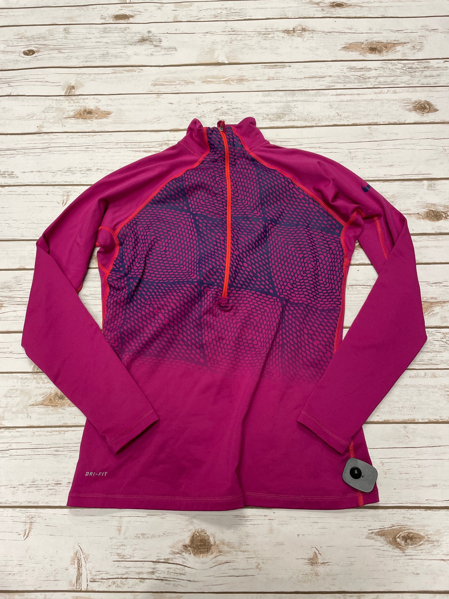 Athletic Top Long Sleeve Collar By Nike In Pink, Size: L