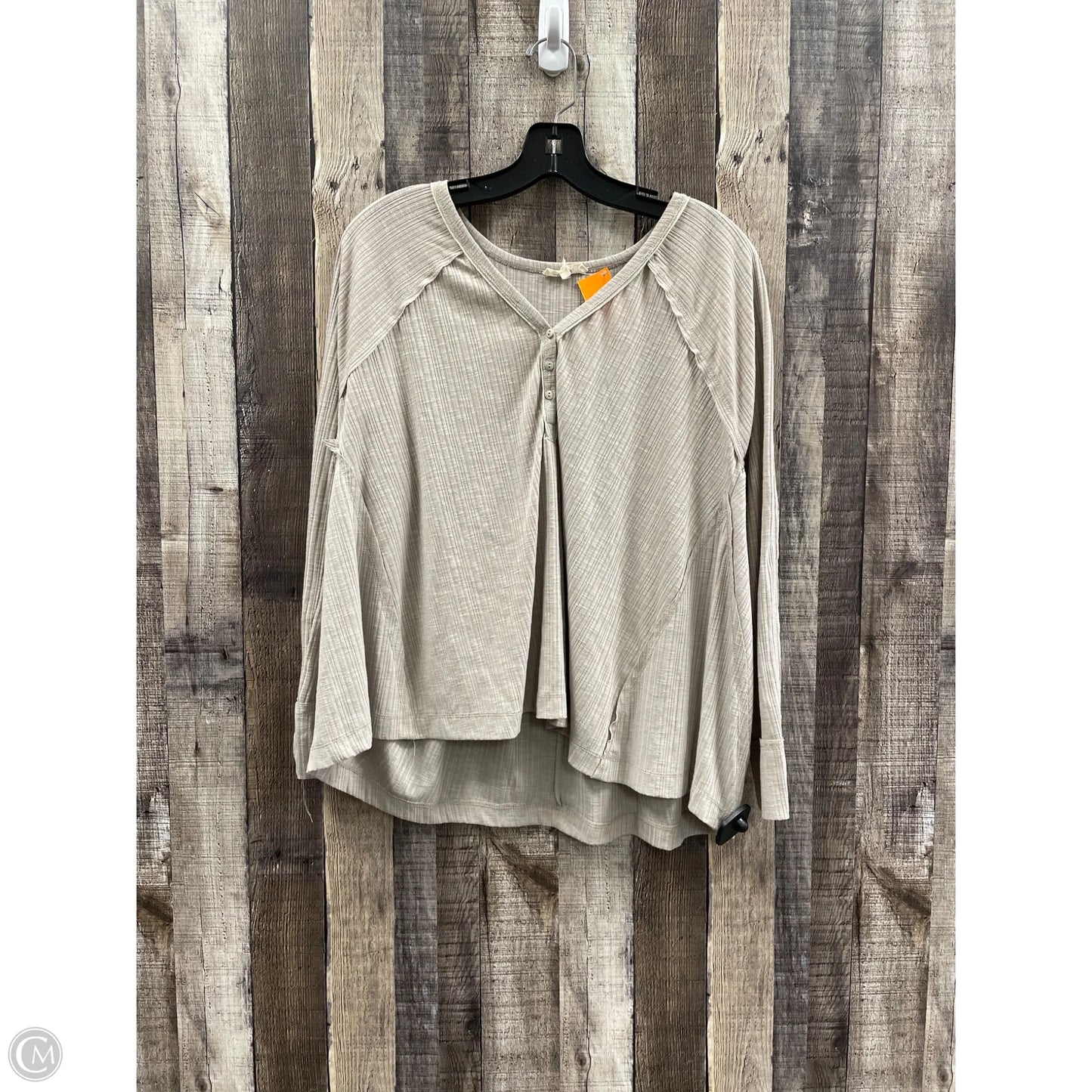 Top Long Sleeve By Cme In Taupe, Size: S