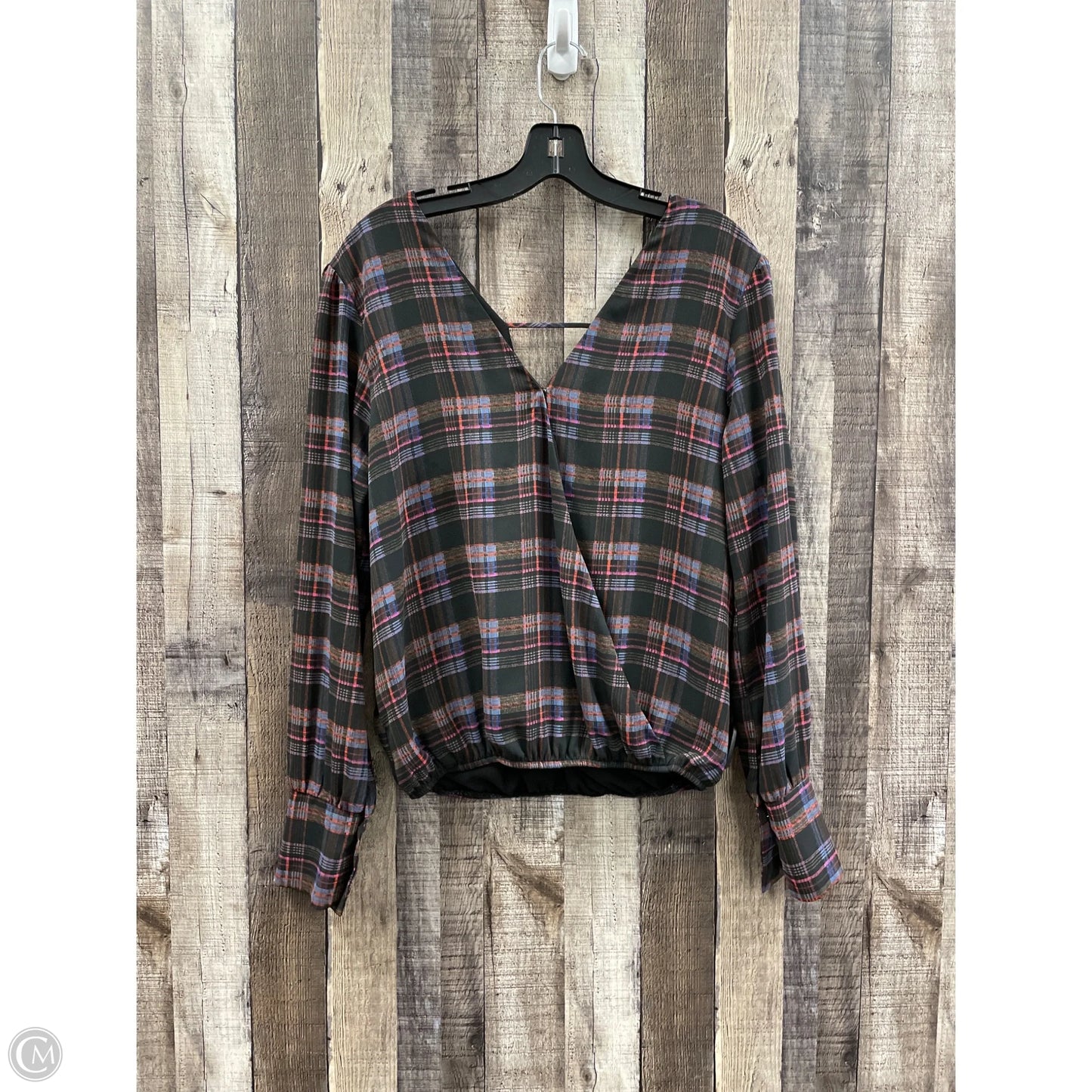Top Long Sleeve By Peyton Jensen In Plaid Pattern, Size: M
