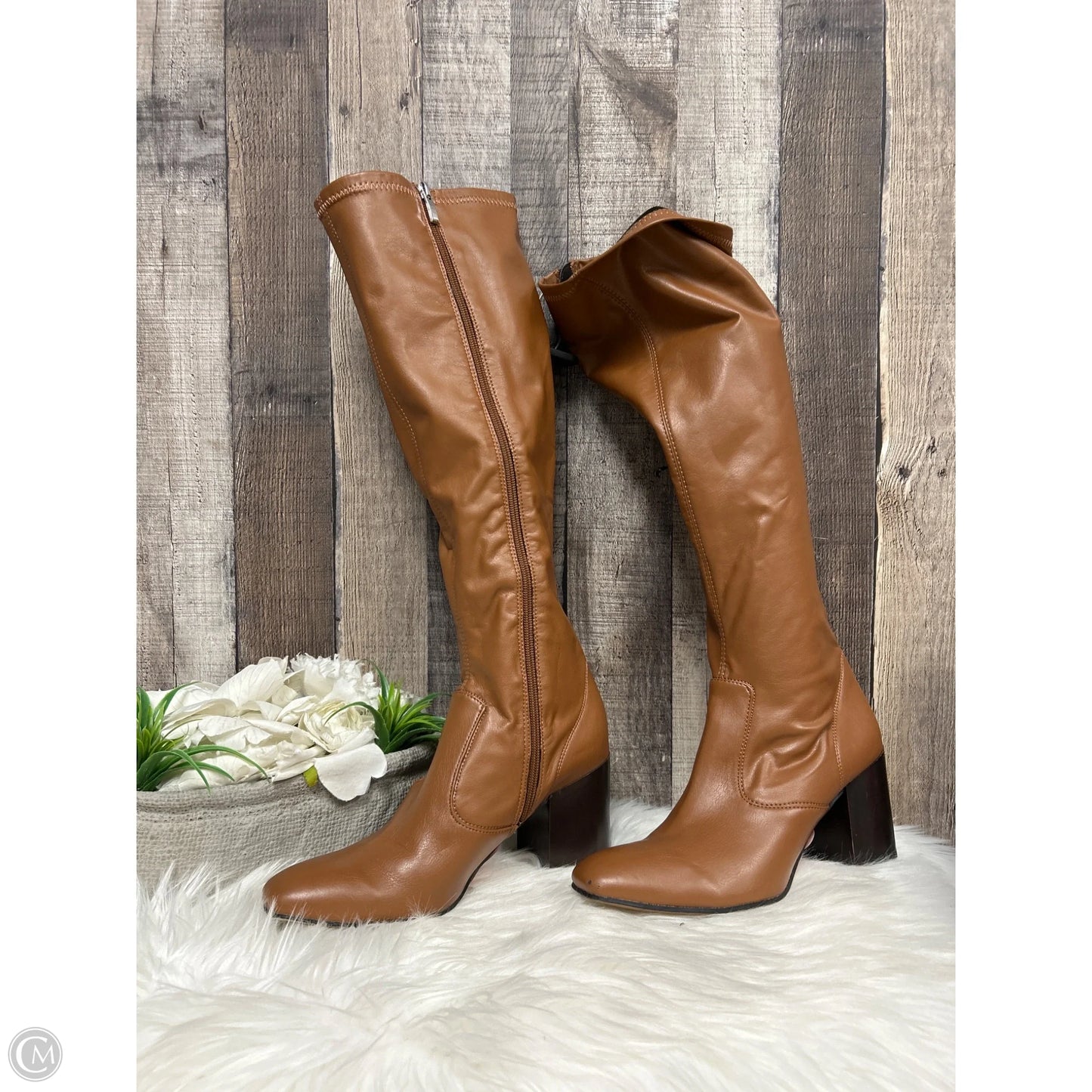 Boots Knee Heels By Franco Sarto In Brown, Size: 9
