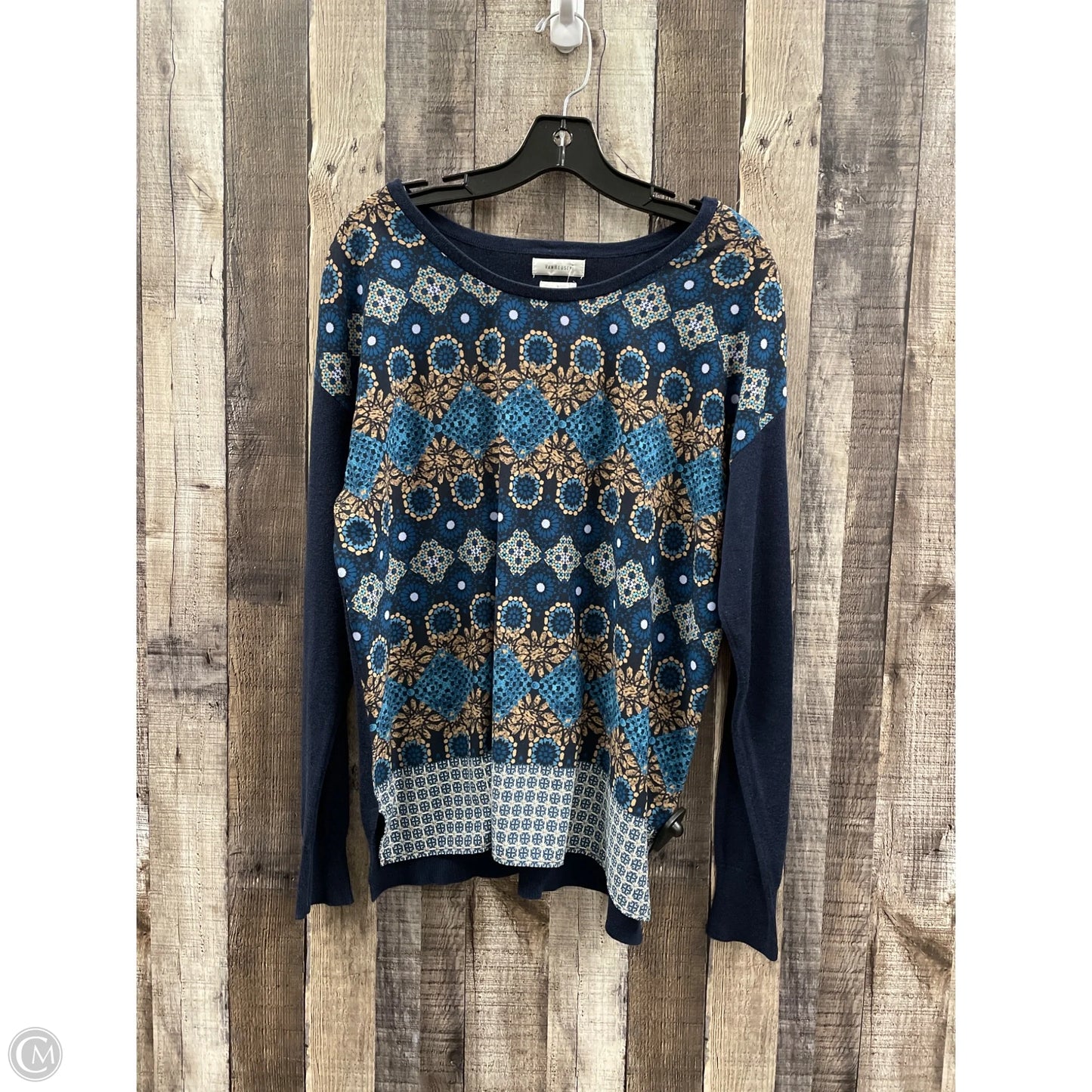 Top Long Sleeve By Van Heusen In Navy, Size: L