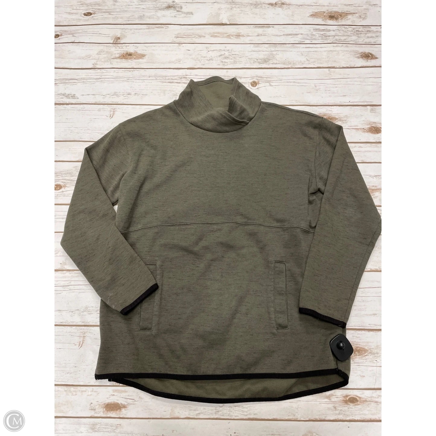 Athletic Top Long Sleeve Collar By Tek Gear In Green, Size: M