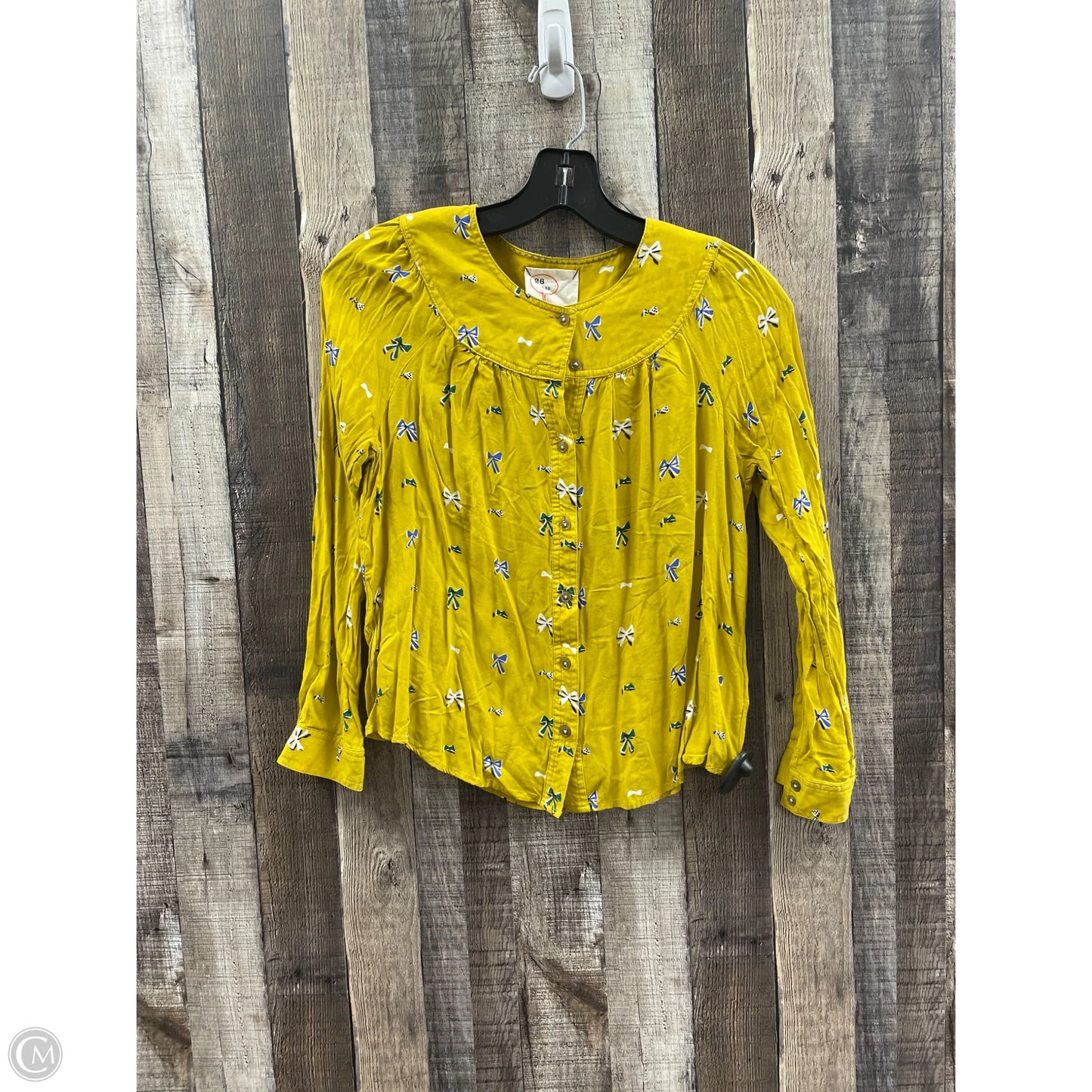 Top Long Sleeve By Anthropologie In Gold, Size: Xs