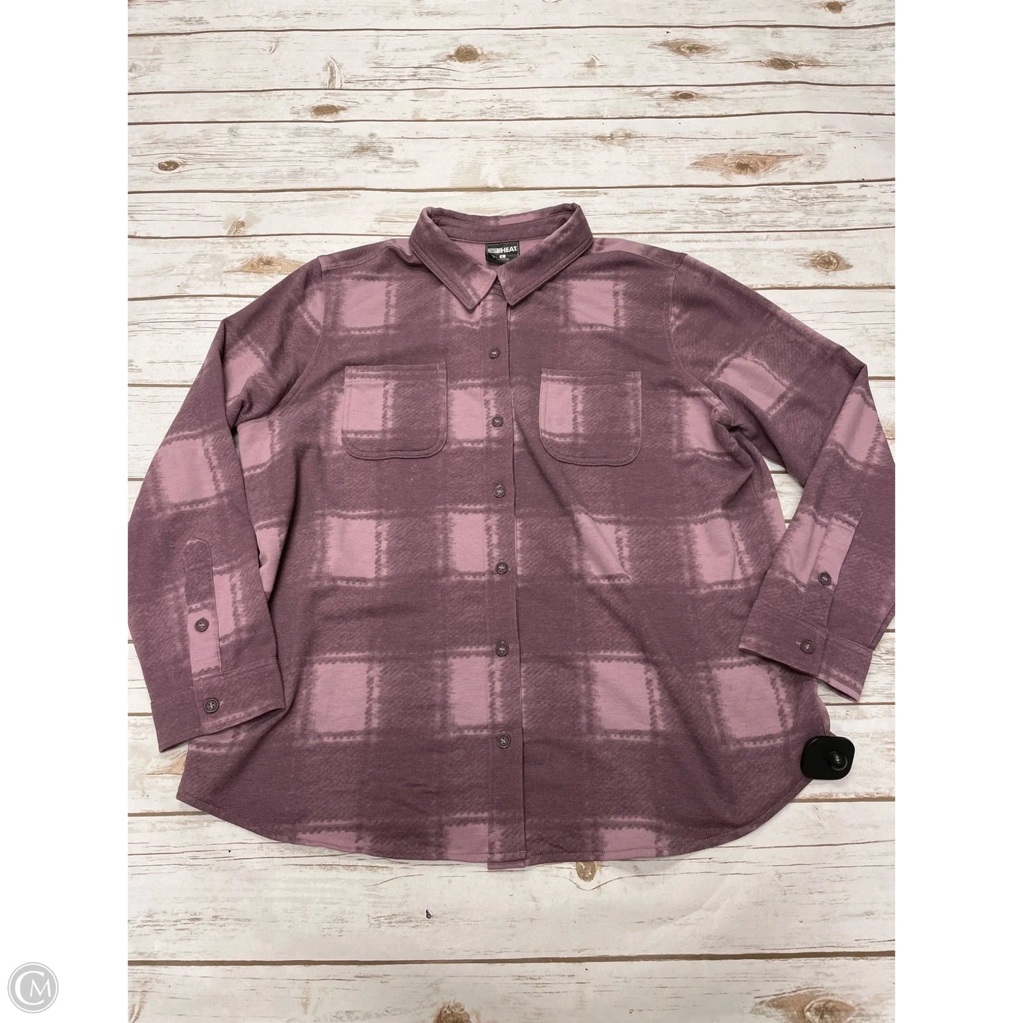Athletic Top Long Sleeve Collar By 32 Degrees In Mauve, Size: L