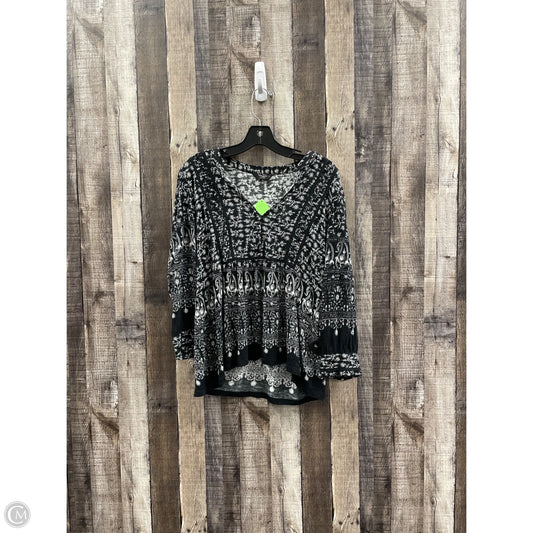 Top Long Sleeve By Lucky Brand In Black & White, Size: M