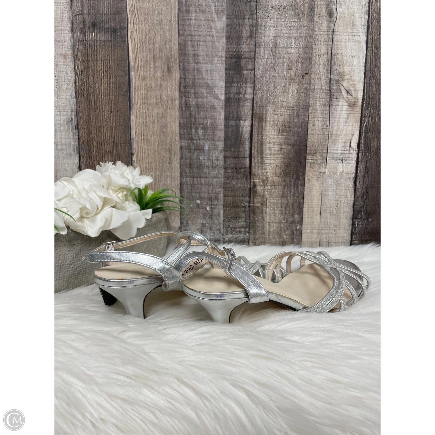 Sandals Heels Kitten By Cme In Silver, Size: 8.5