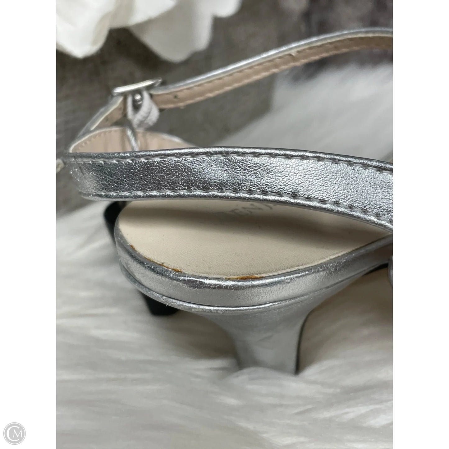Sandals Heels Kitten By Cme In Silver, Size: 8.5