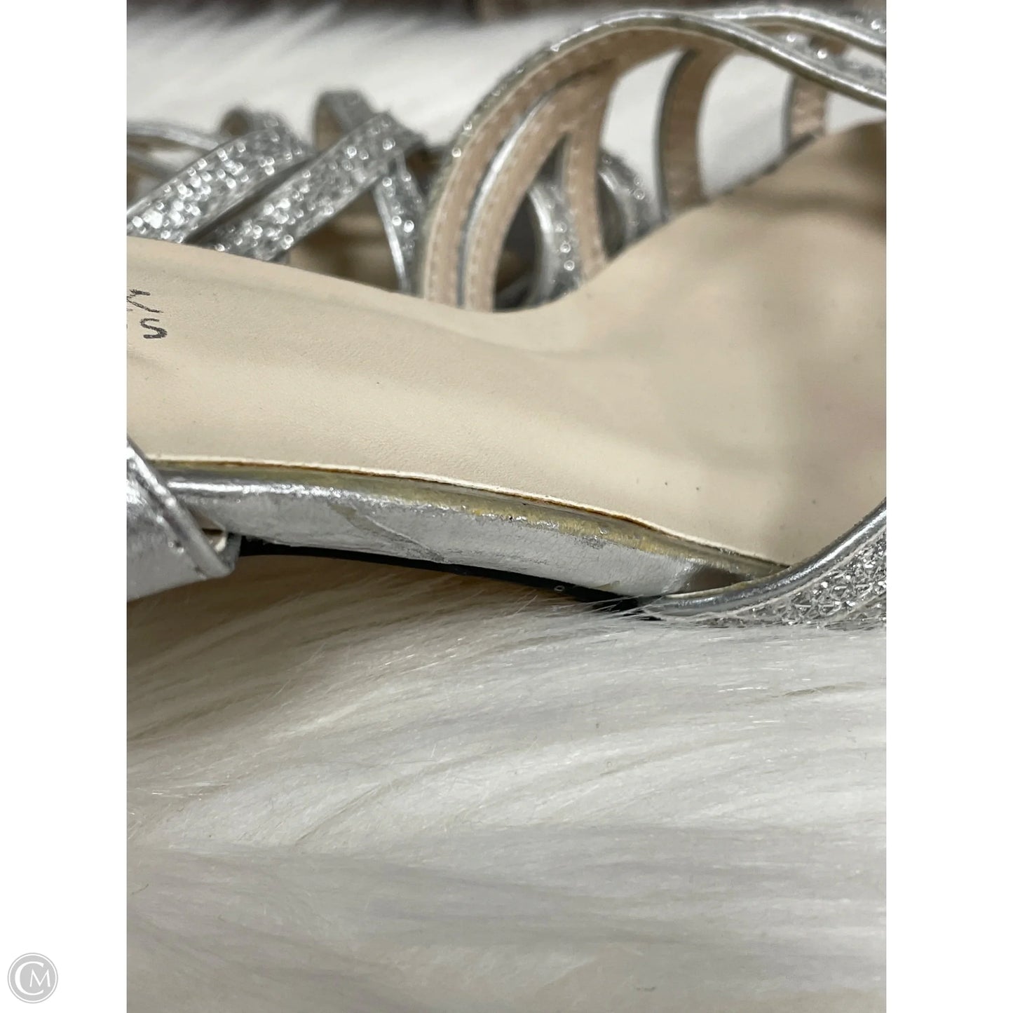 Sandals Heels Kitten By Cme In Silver, Size: 8.5