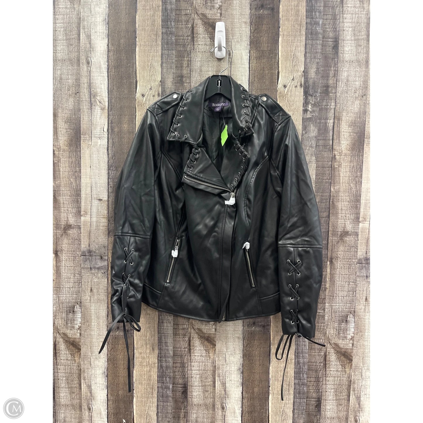 Jacket Moto By Roamans In Black, Size: Xl