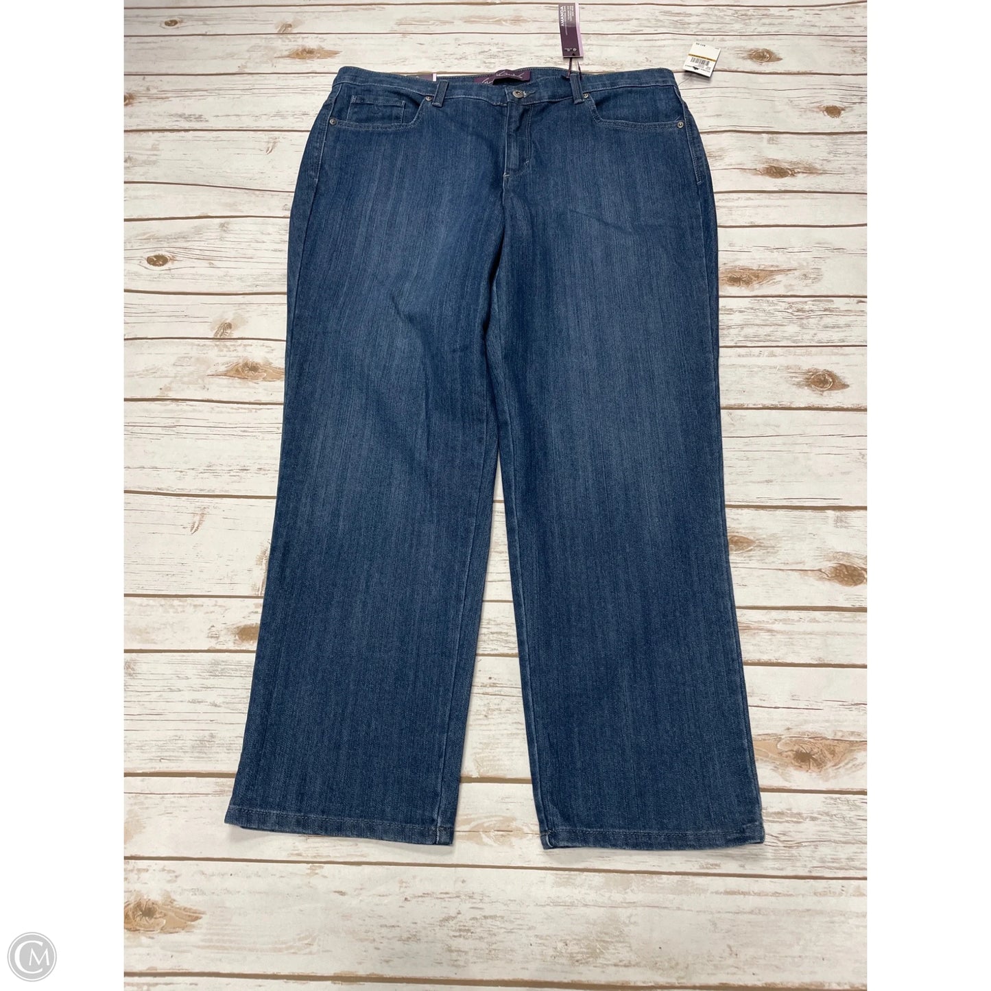 Jeans Straight By Gloria Vanderbilt In Blue Denim, Size: 16