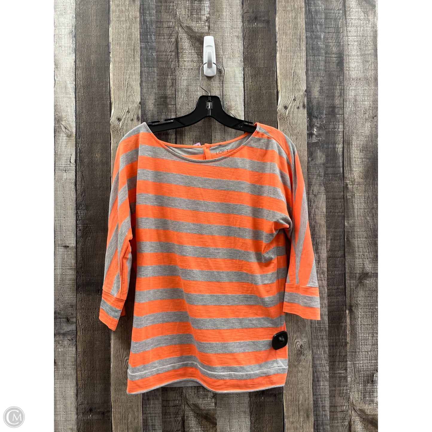 Top 3/4 Sleeve By Loft In Striped Pattern, Size: M