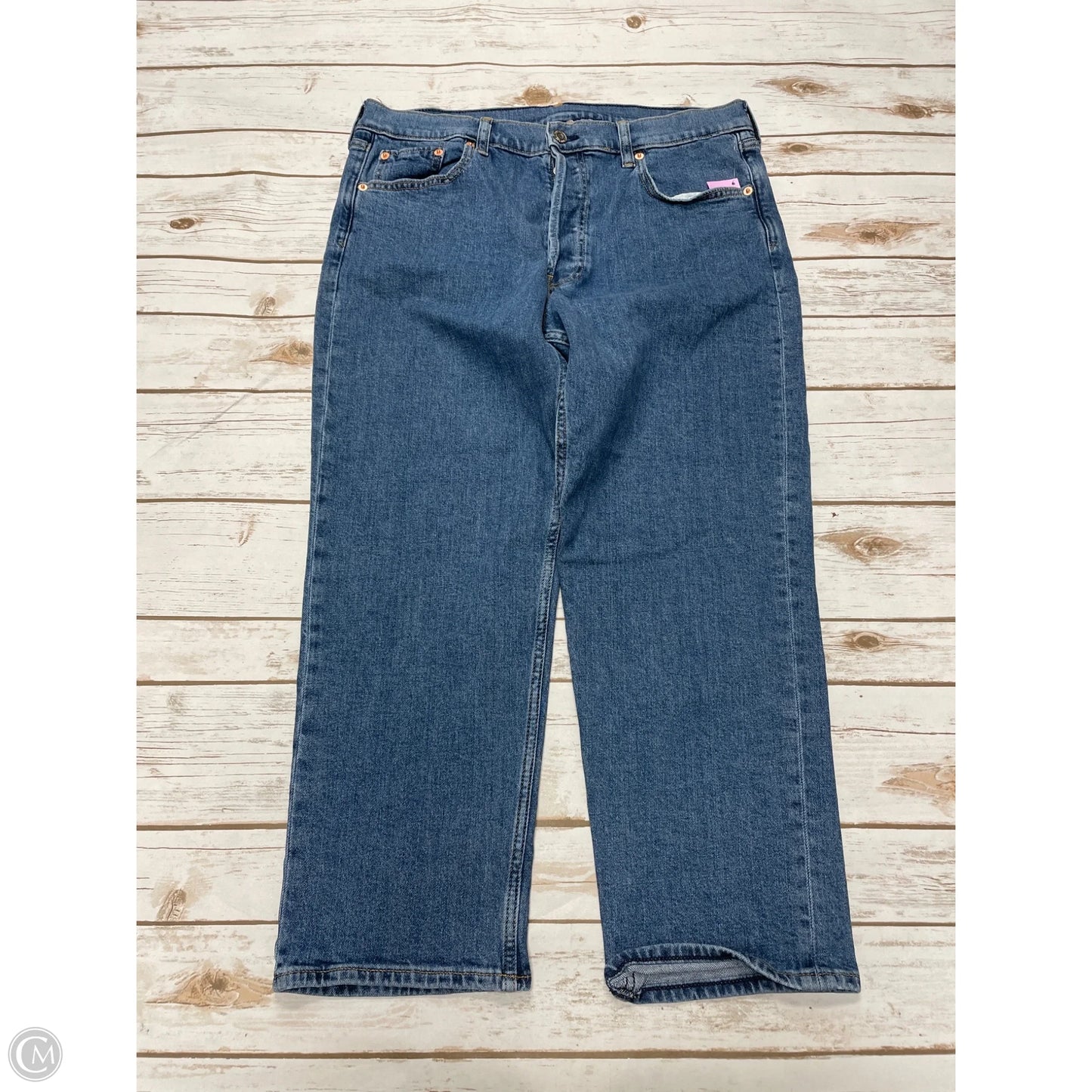 Jeans Straight By Gap In Blue Denim, Size: 14