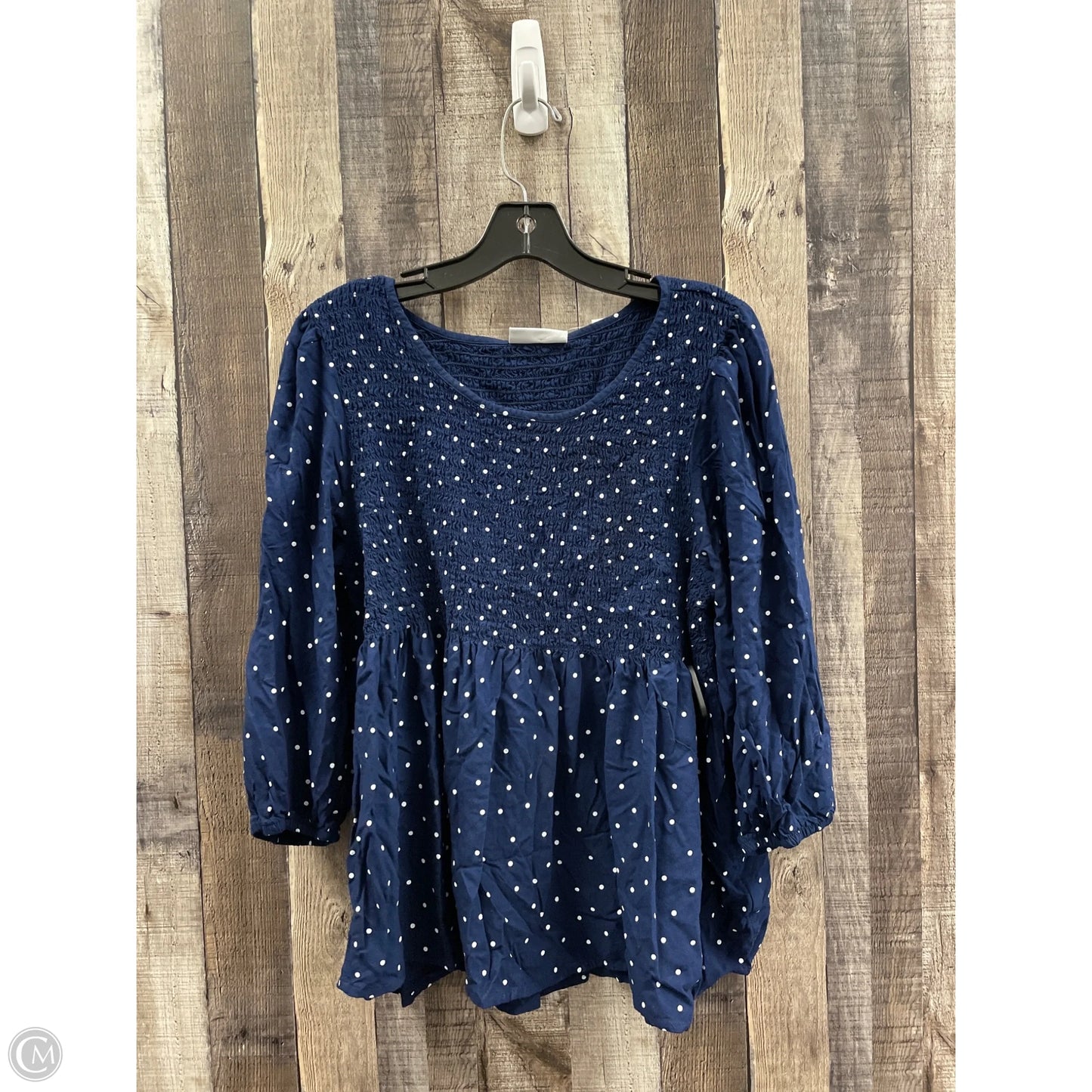 Top 3/4 Sleeve By Croft And Barrow In Polkadot Pattern, Size: Xl