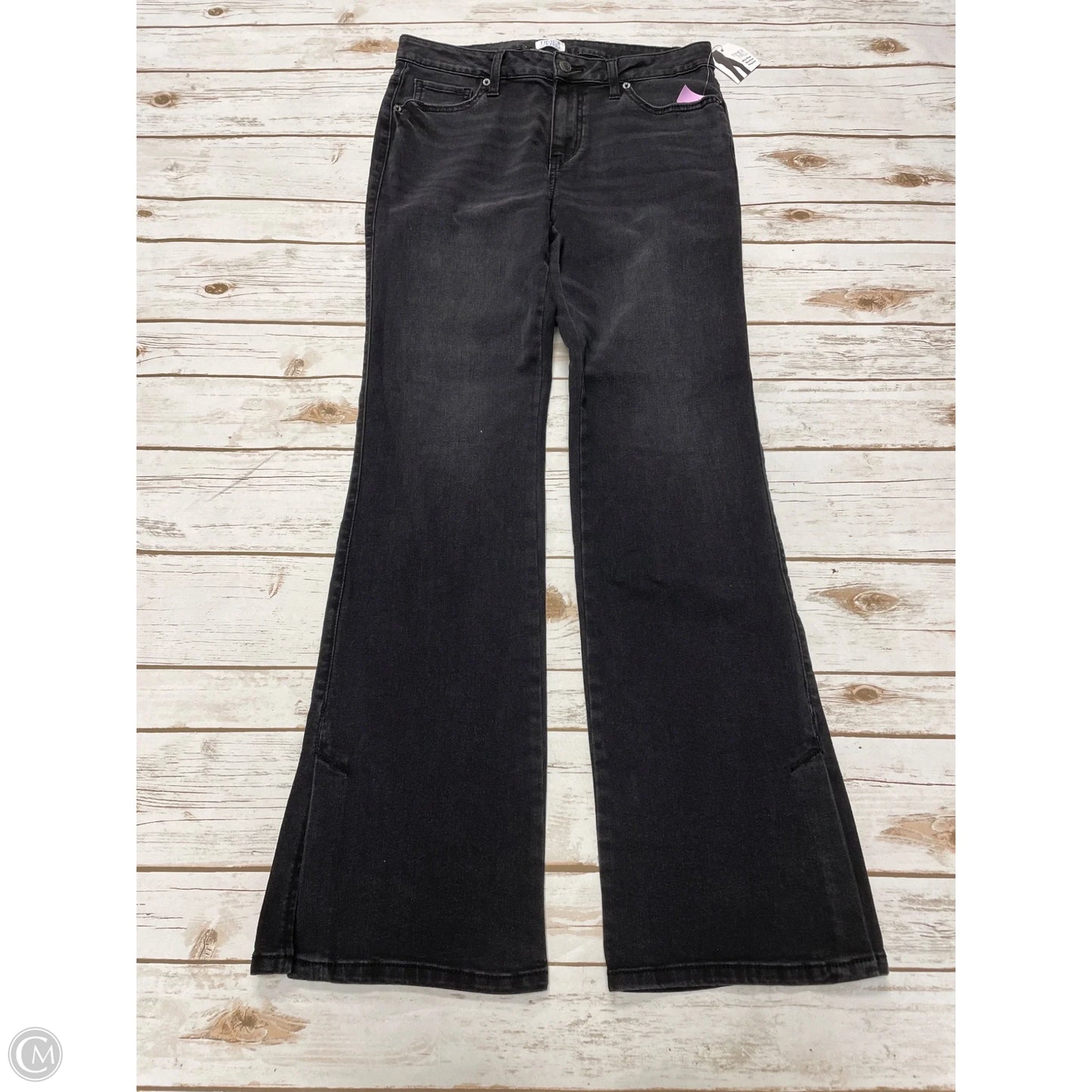 Jeans Flared By Time And Tru In Black Denim, Size: 10