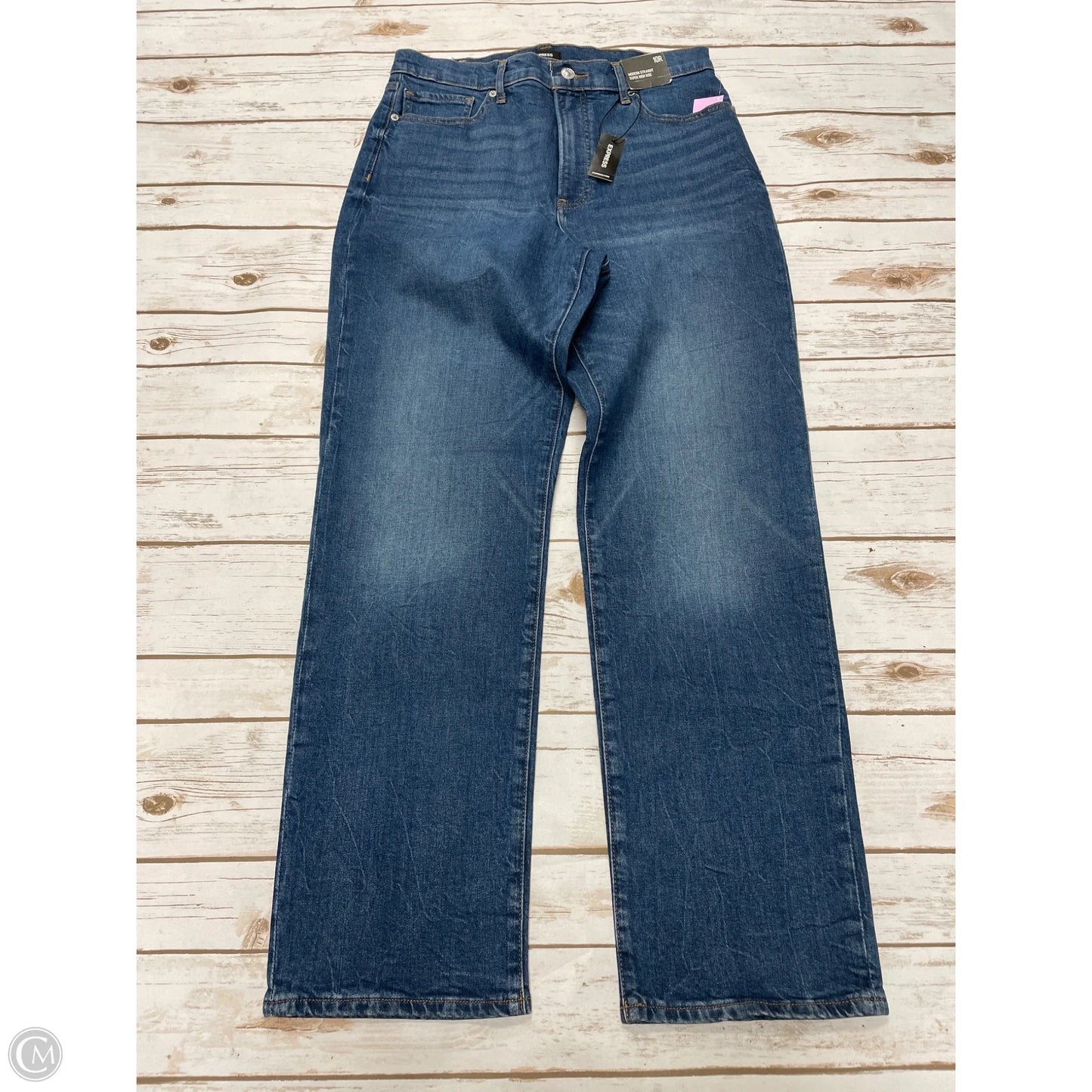 Jeans Straight By Express In Blue Denim, Size: 10