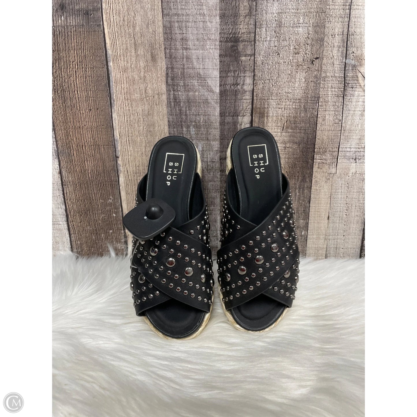 Sandals Heels Wedge By Shu Shop In Black, Size: 6.5