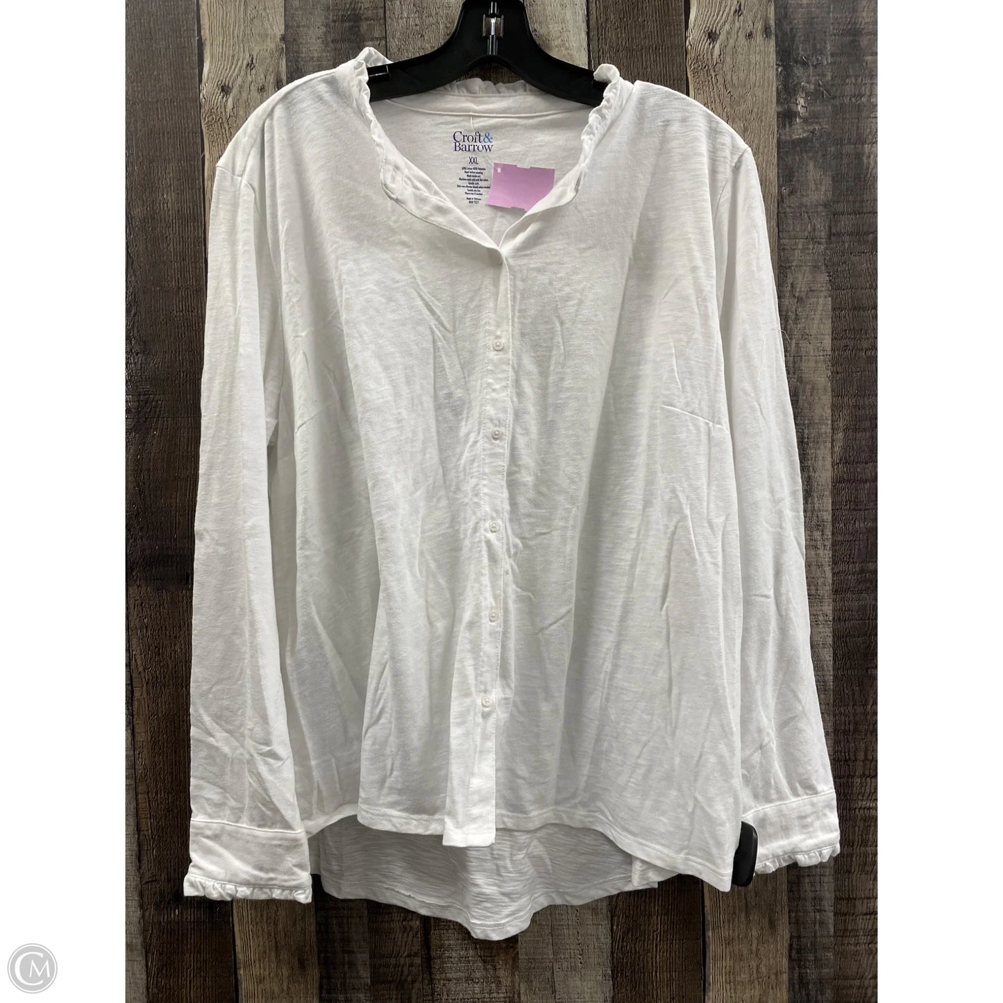 Top Long Sleeve By Croft And Barrow In White, Size: Xxl