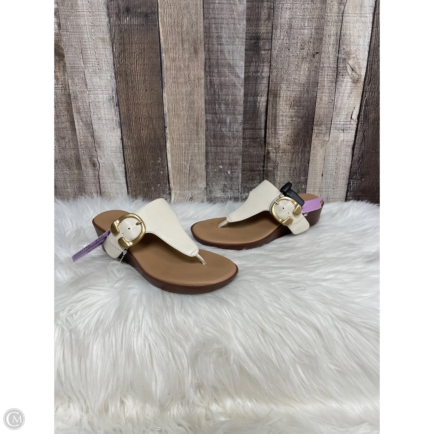 Sandals Heels Wedge By Aerosoles In Cream, Size: 6