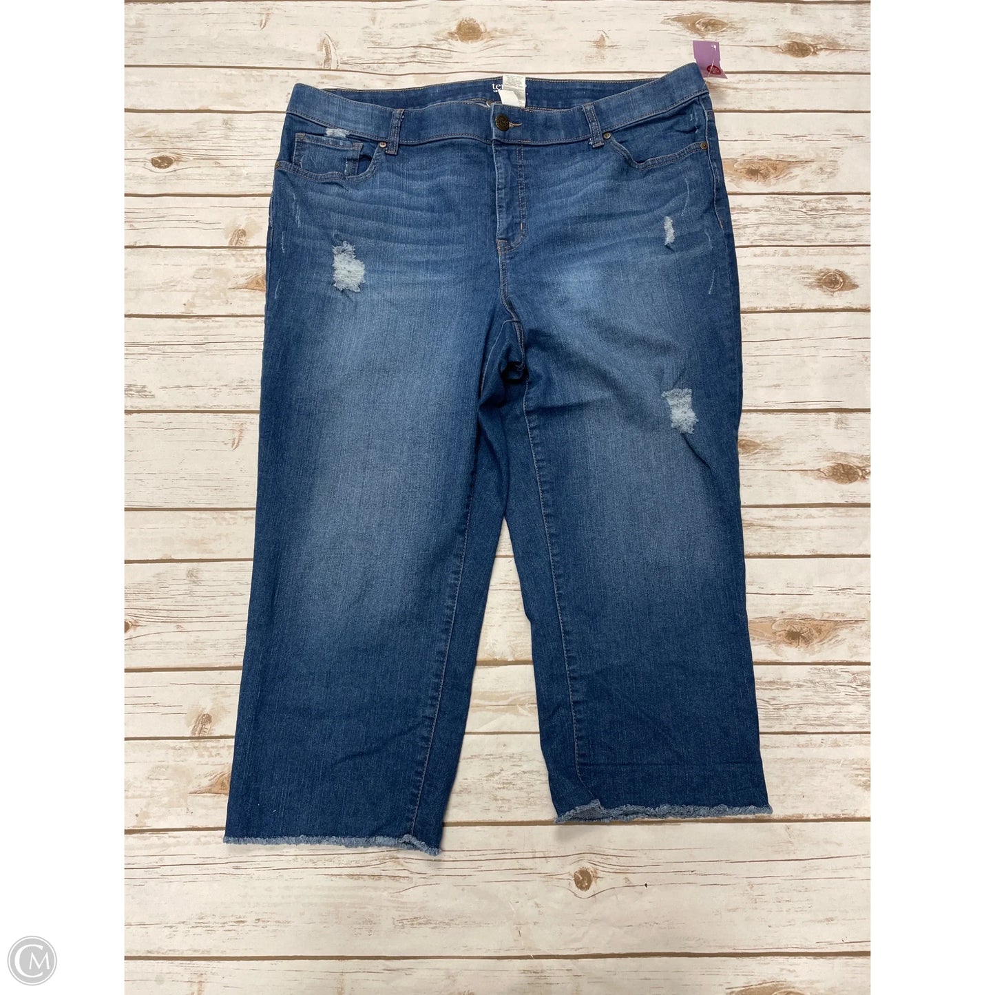 Jeans Cropped By Terra & Sky In Blue Denim, Size: 18