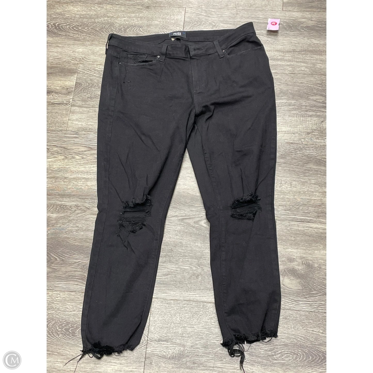 Jeans Straight By Paige In Black Denim, Size: 16