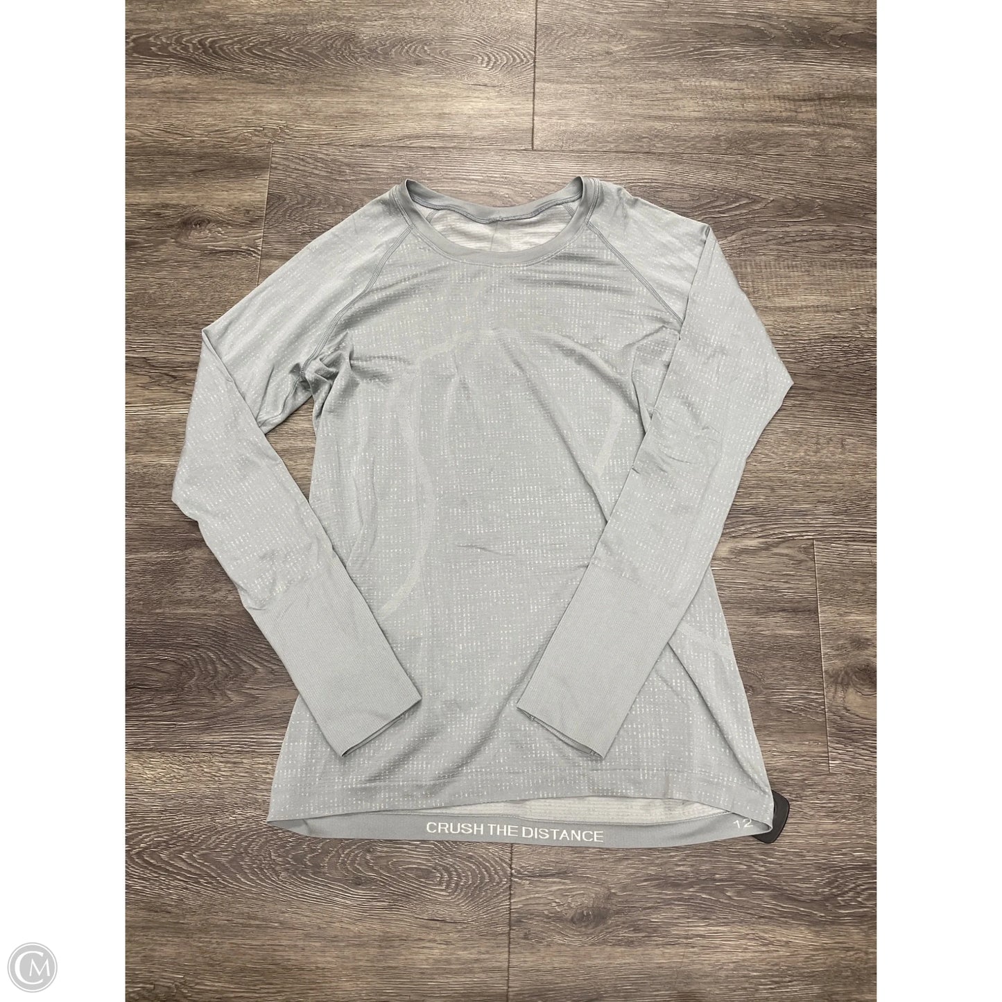 Athletic Top Long Sleeve Collar By Lululemon In Grey, Size: 12