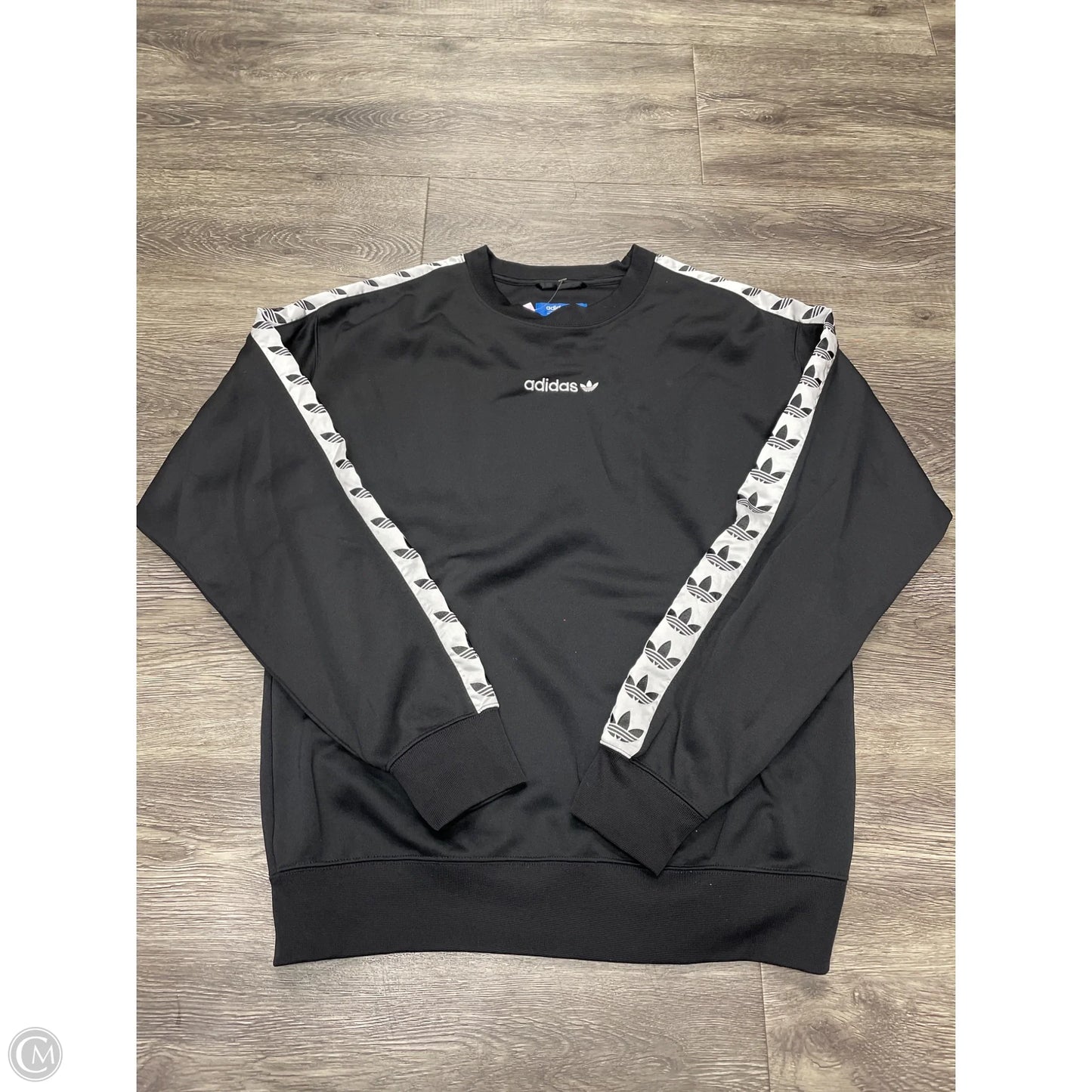 Athletic Sweatshirt Crewneck By Adidas In Black & Blue, Size: S