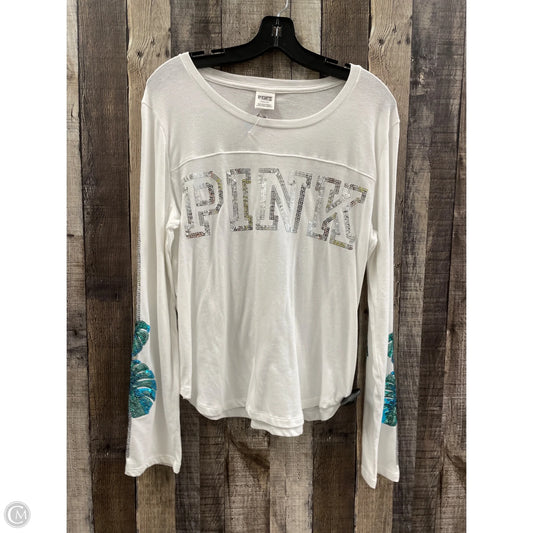 Top Long Sleeve By Pink In White, Size: L