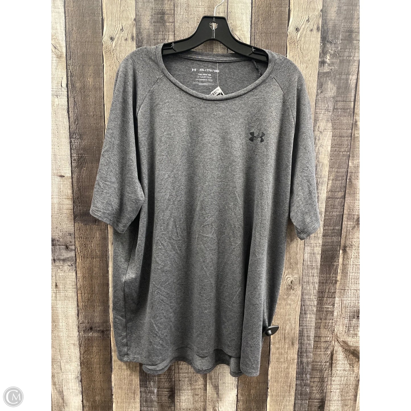 Athletic Top Short Sleeve By Under Armour In Grey, Size: 2x