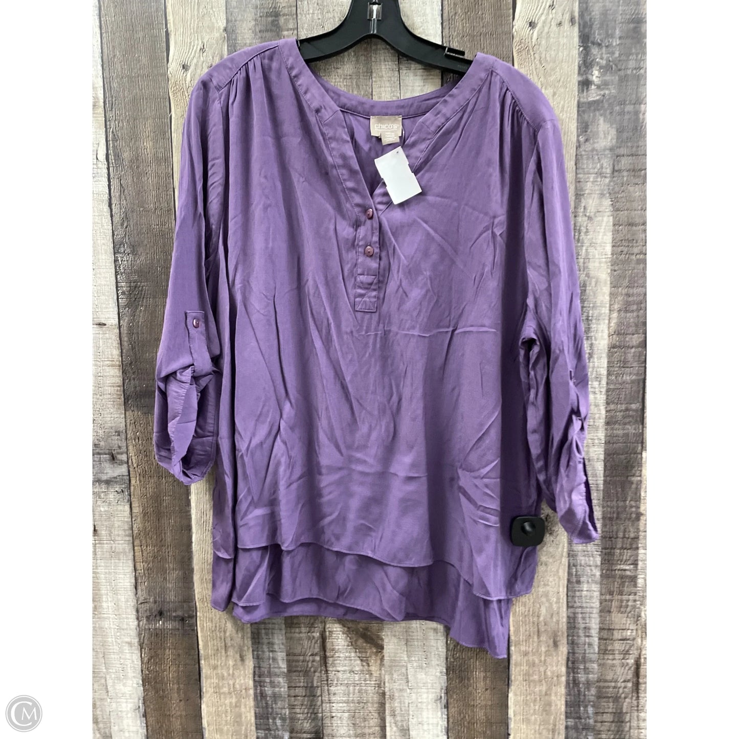Top Long Sleeve By Chicos In Purple, Size: Xl