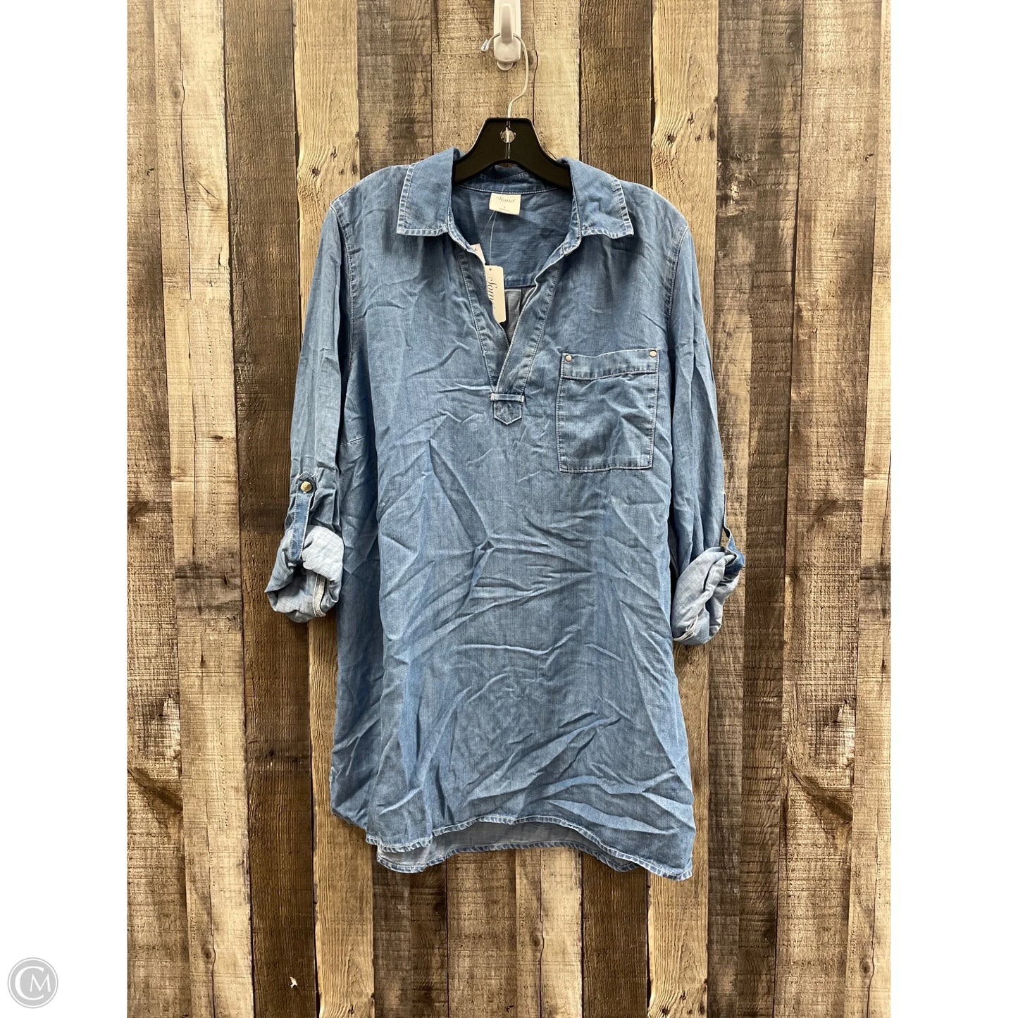 Tunic Long Sleeve By Soma In Blue Denim, Size: L