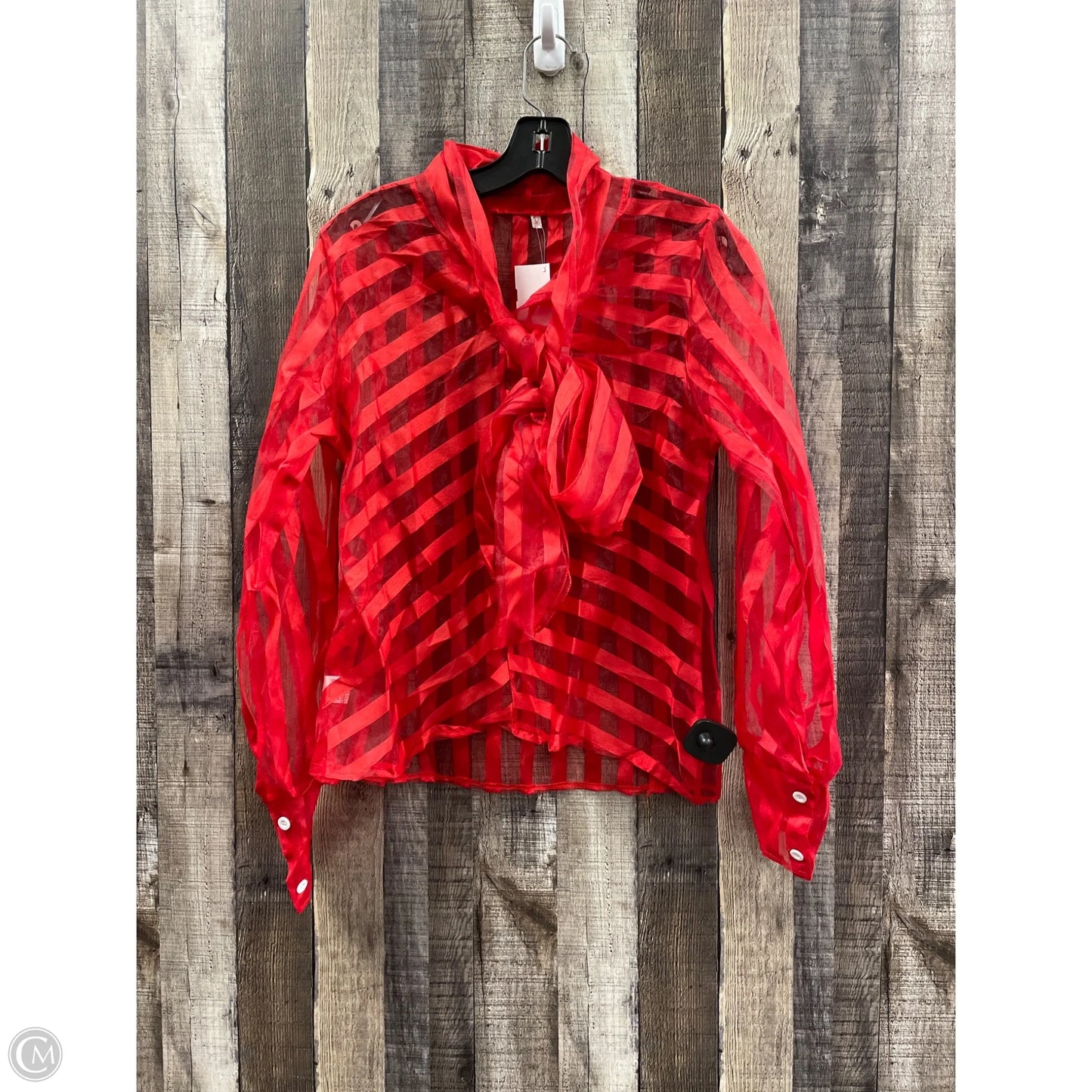 Top Long Sleeve By Cme In Red, Size: L