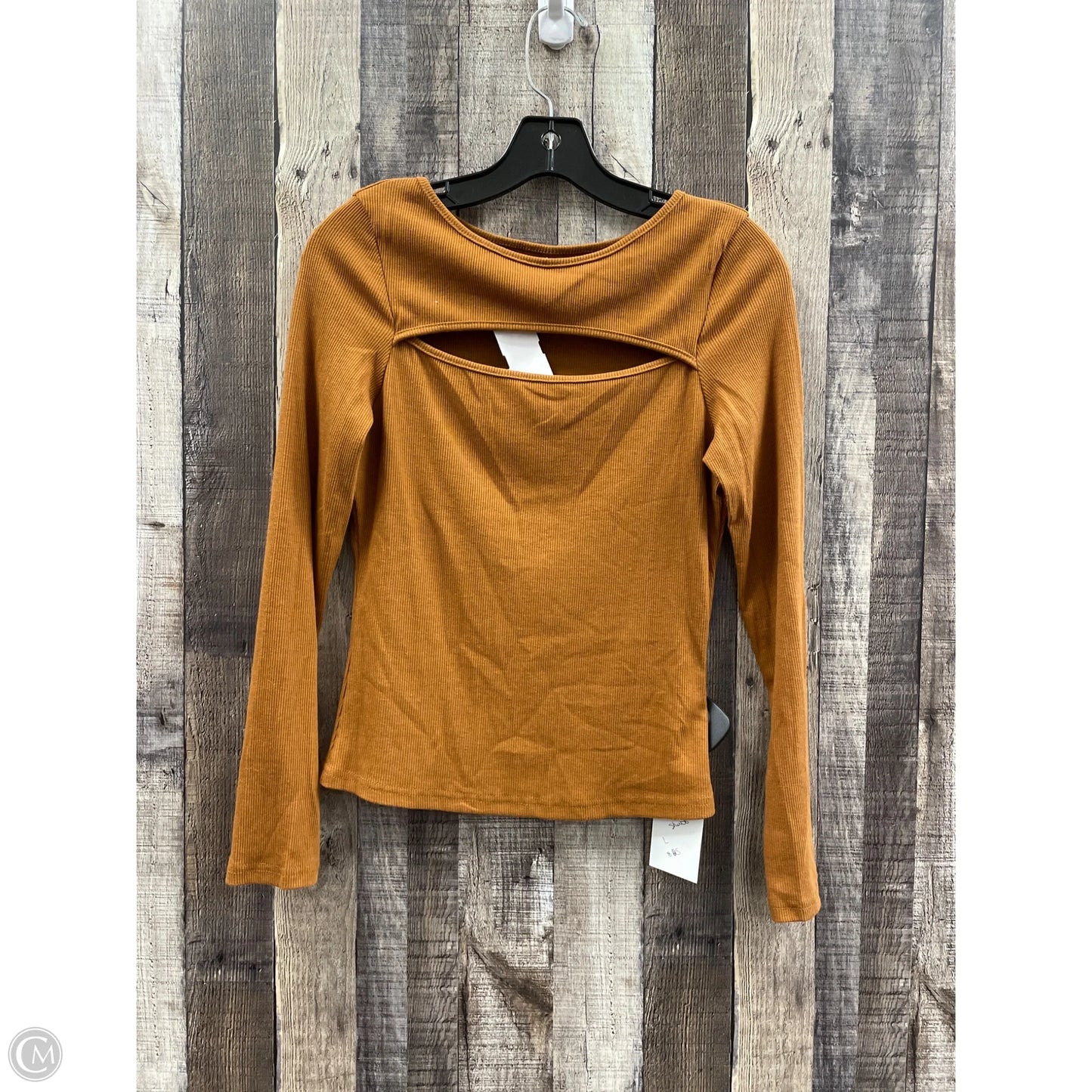Top Long Sleeve By Cmf In Brown, Size: L