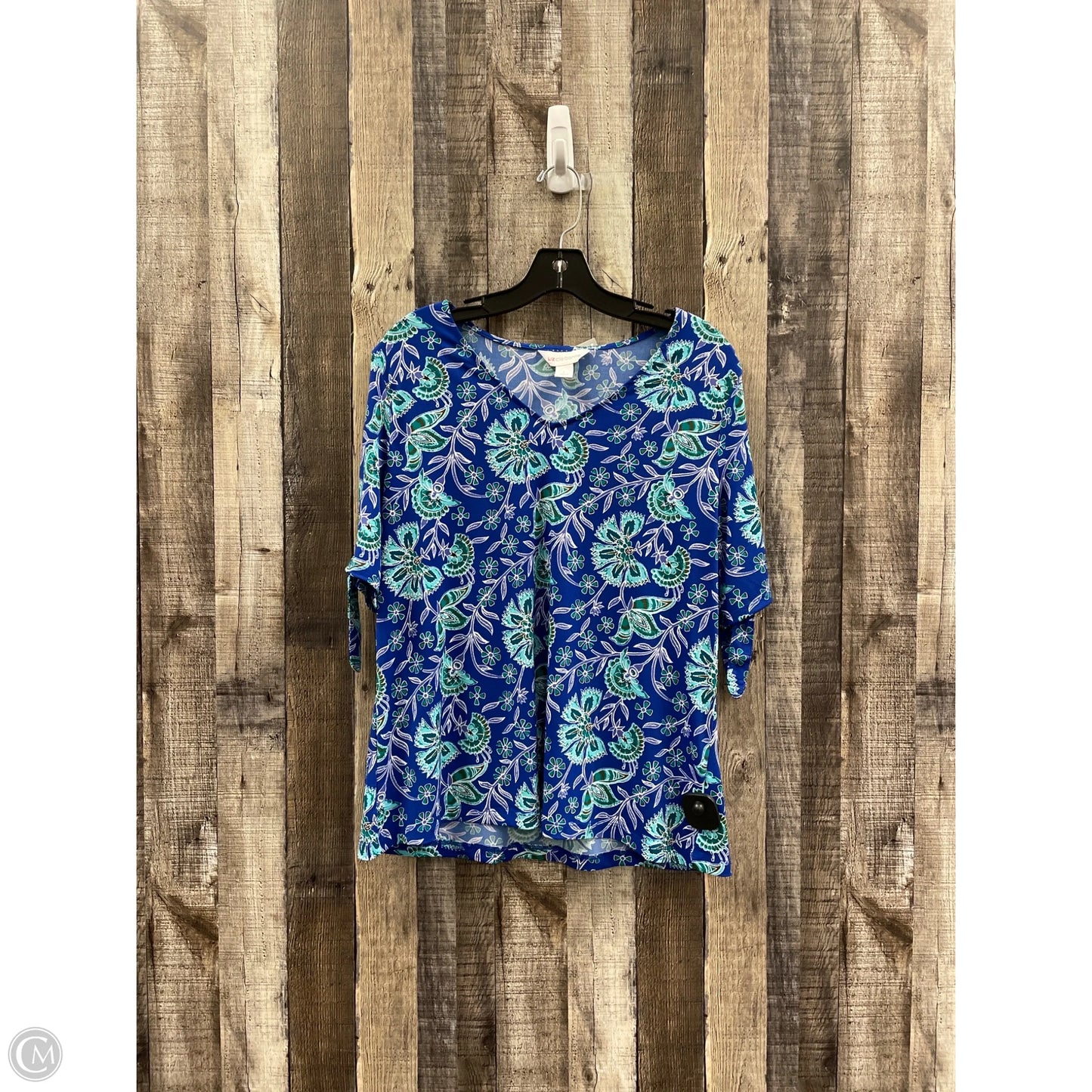 Top Short Sleeve By Liz Claiborne In Floral Print, Size: L