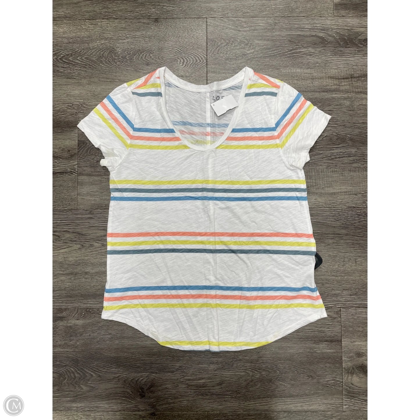 Top Short Sleeve By Loft In Striped Pattern, Size: M