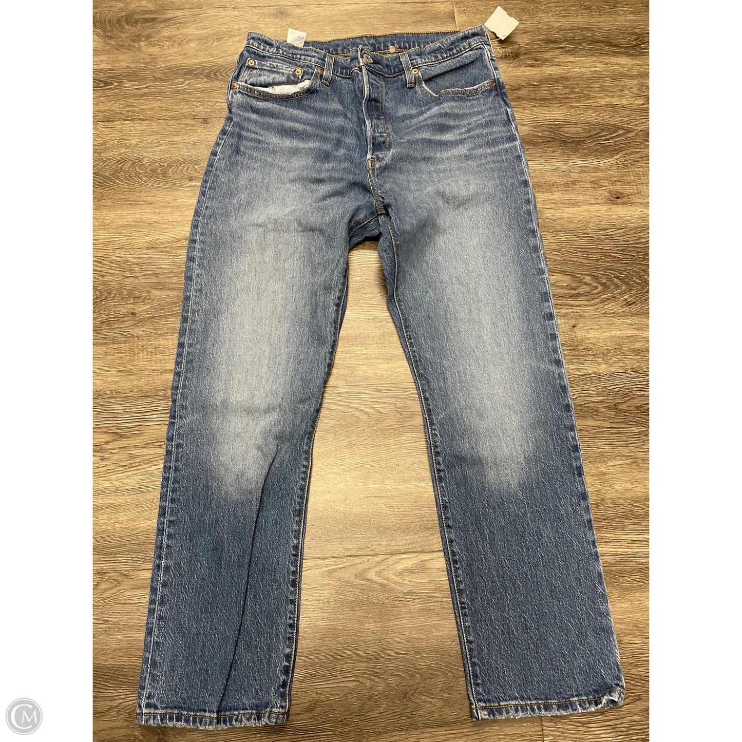 Jeans Straight By Levis In Blue Denim, Size: 14