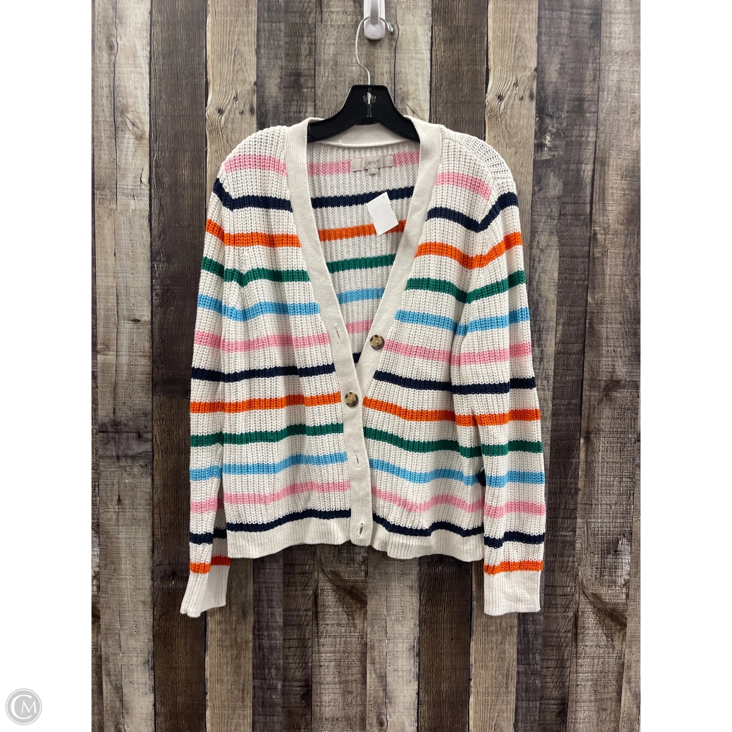 Sweater Cardigan By Loft In Multi-colored, Size: Xl