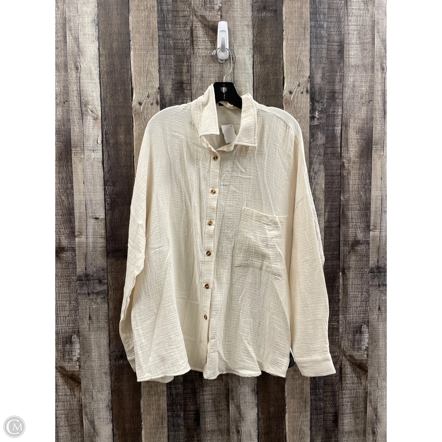 Top Long Sleeve By Cme In Cream, Size: L