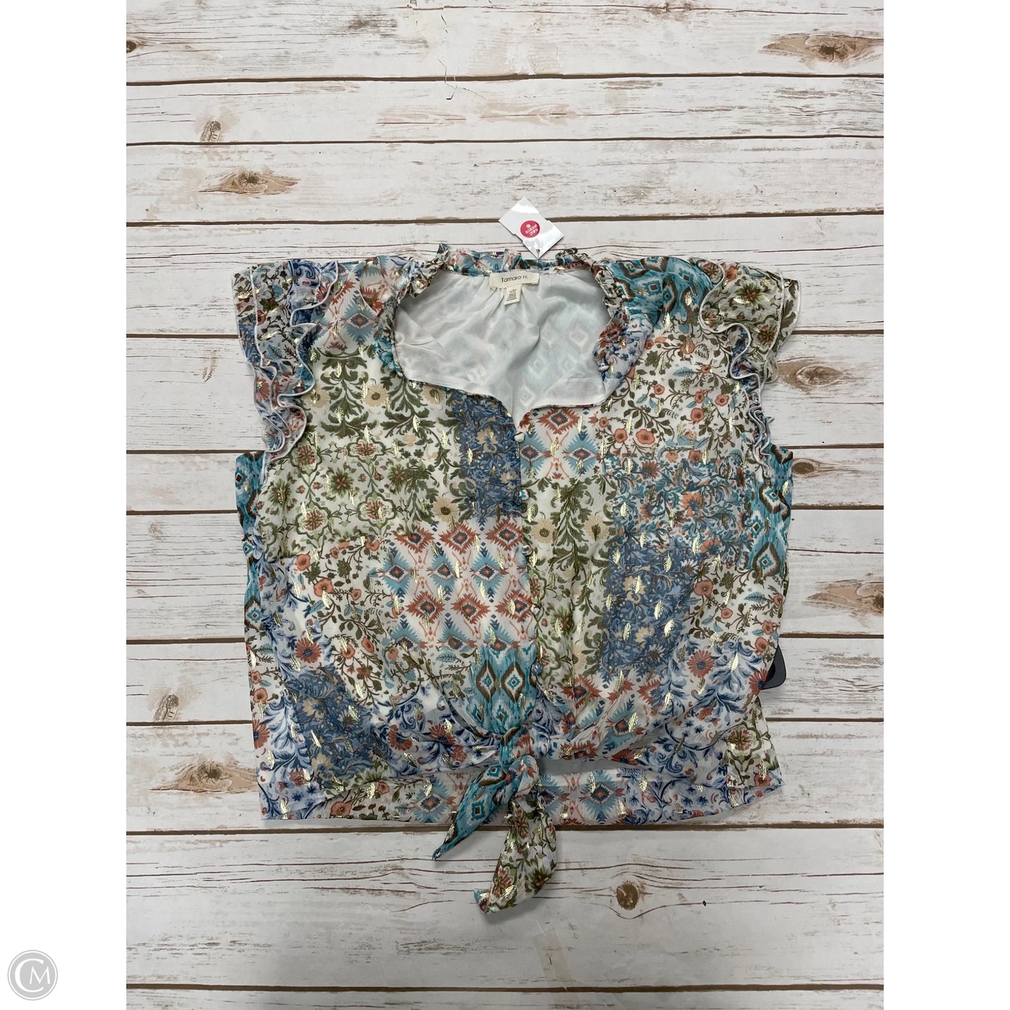 Top Short Sleeve By Cme In Multi-colored, Size: S