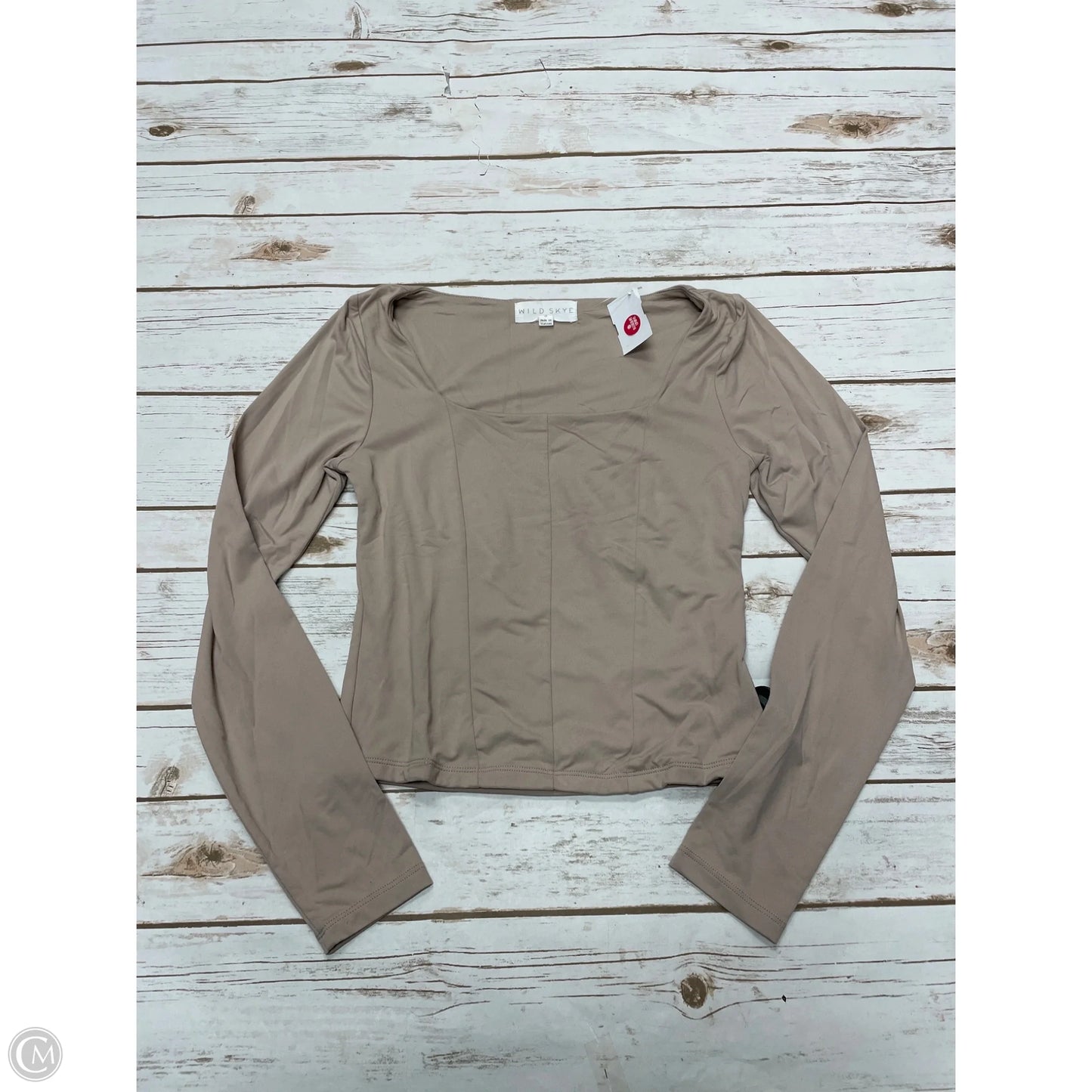 Top Long Sleeve By Cme In Tan, Size: S