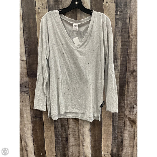 Top Long Sleeve By Pink In Grey, Size: S