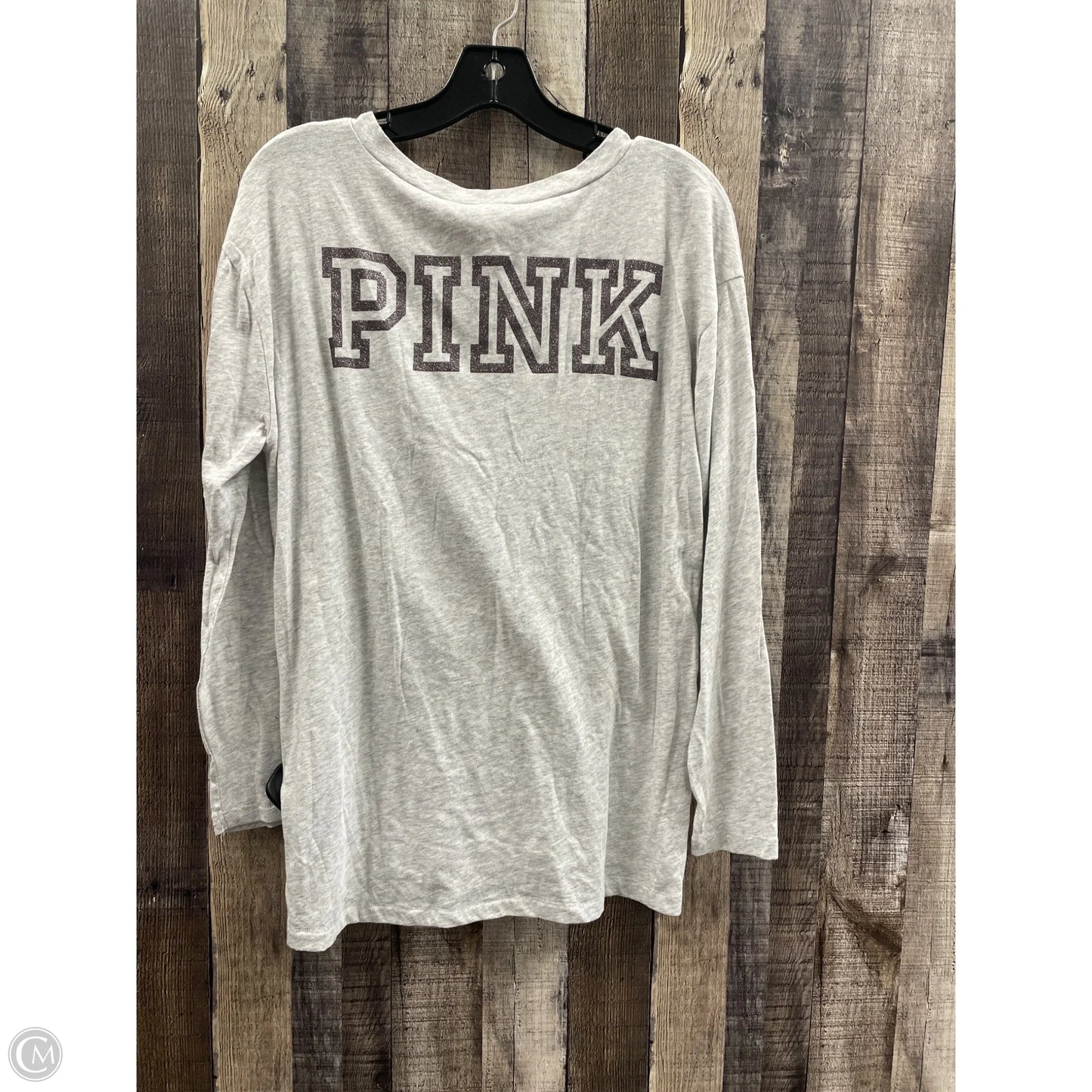 Top Long Sleeve By Pink In Grey, Size: S