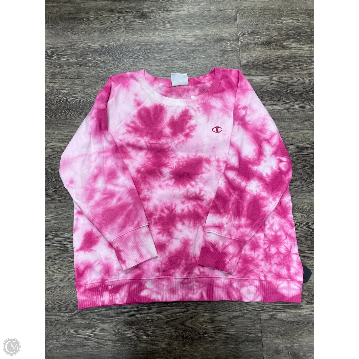 Athletic Sweatshirt Crewneck By Champion In Tie Dye Print, Size: 1x