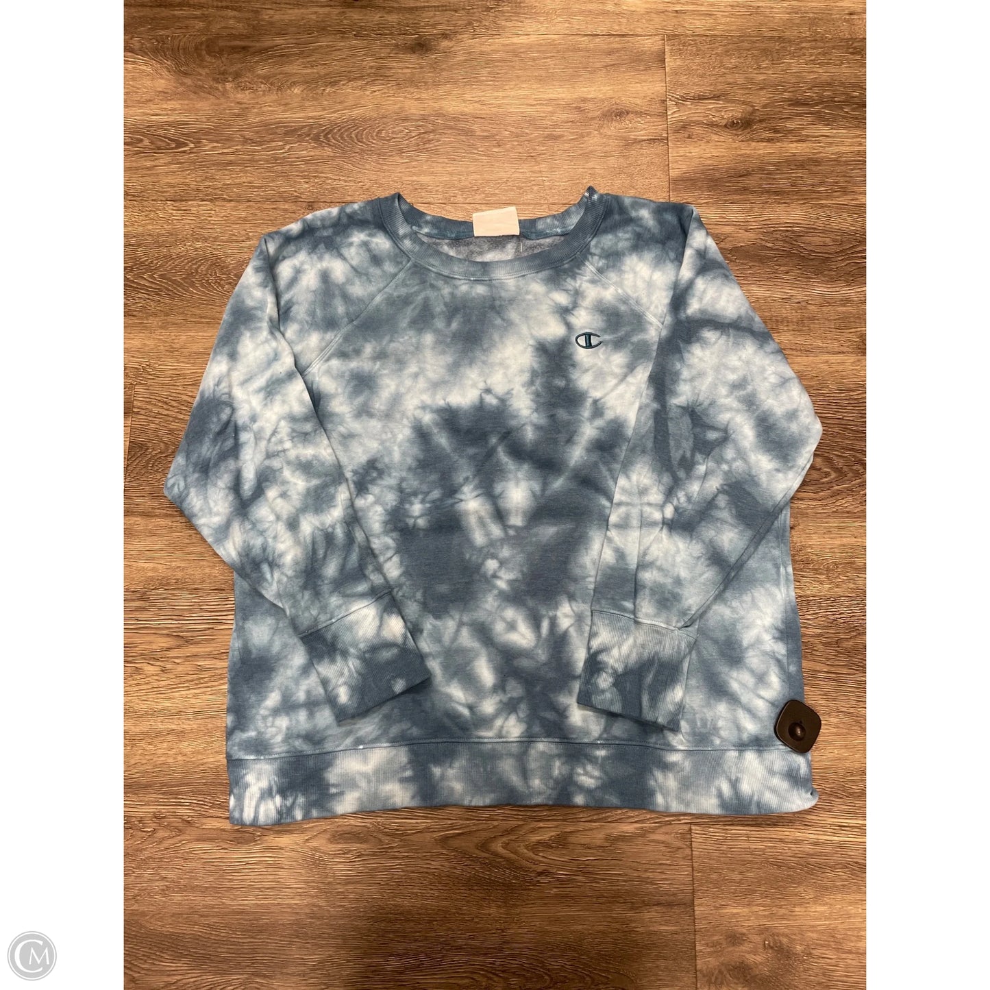 Athletic Sweatshirt Crewneck By Champion In Tie Dye Print, Size: 1x