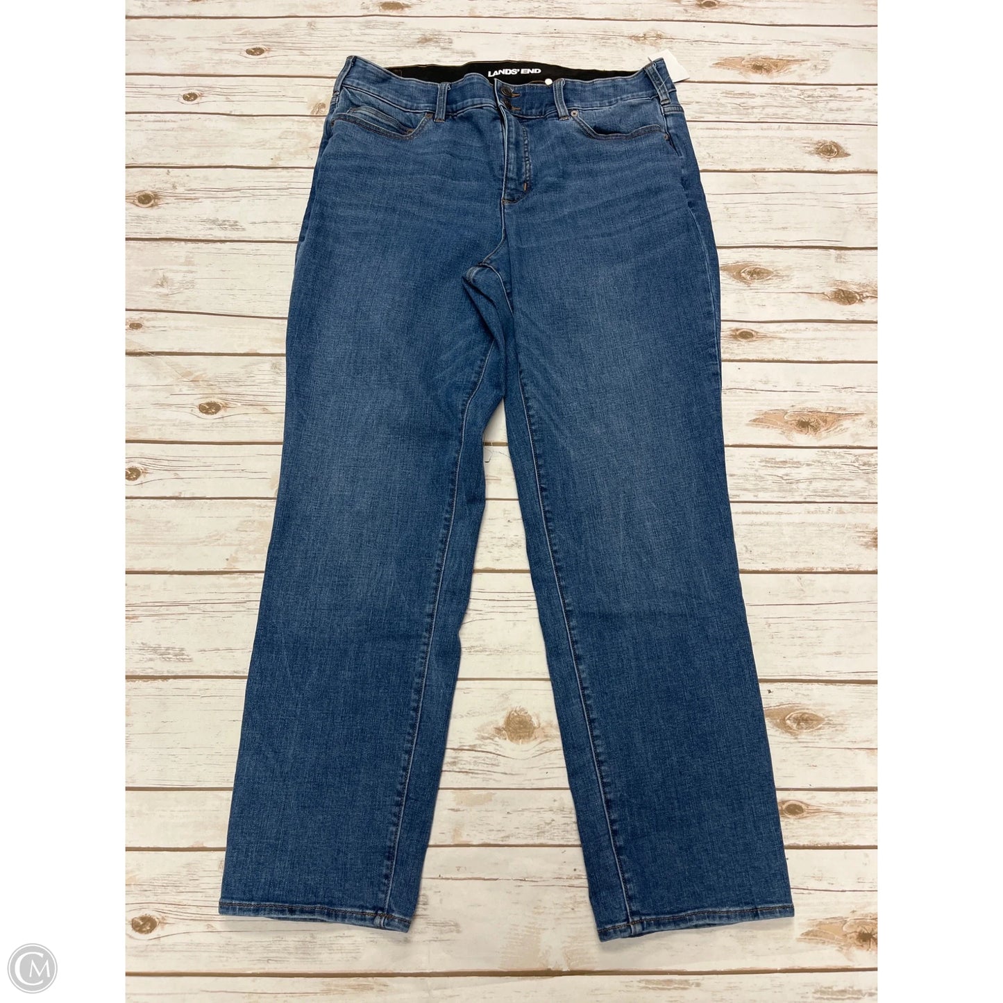 Jeans Straight By Lands End In Blue Denim, Size: 18