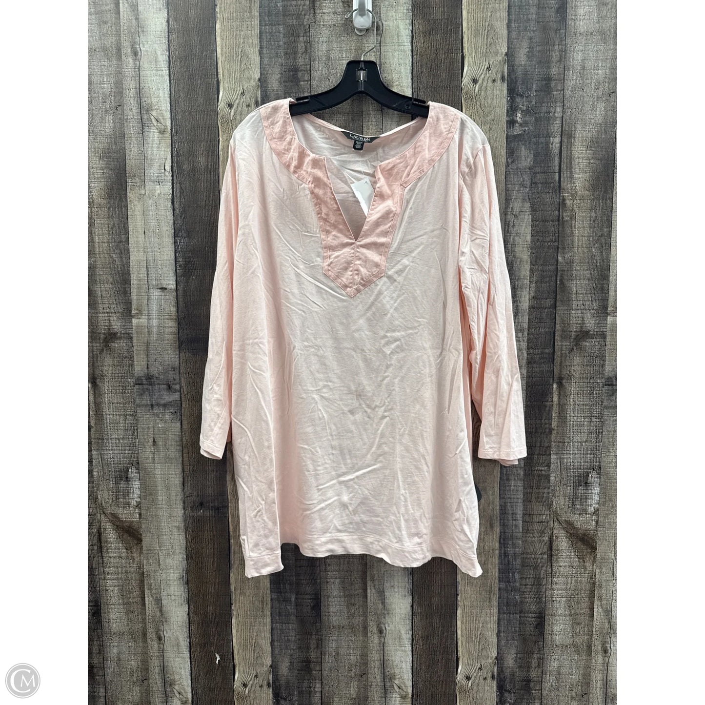 Top Long Sleeve By Lauren By Ralph Lauren In Pink, Size: 2x
