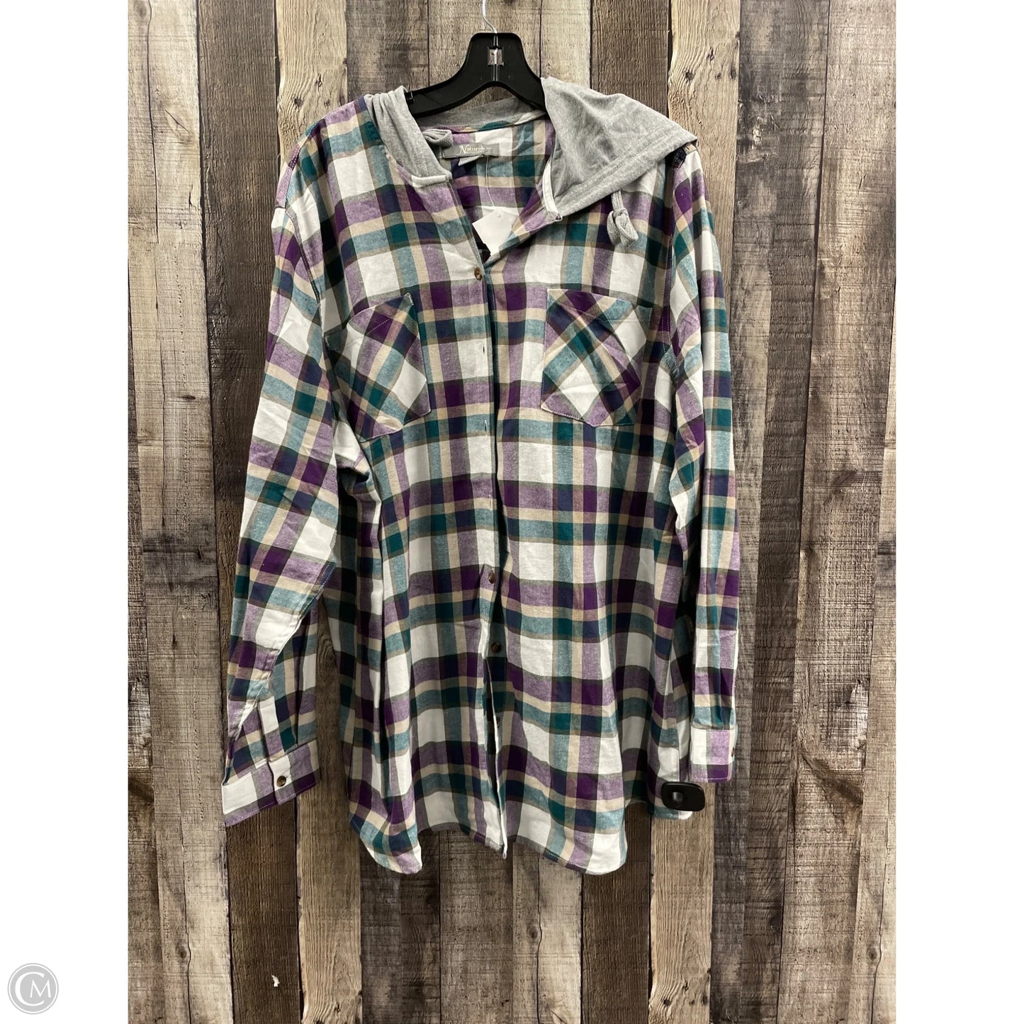 Top Long Sleeve By Natural Reflections In Plaid Pattern, Size: Xxl